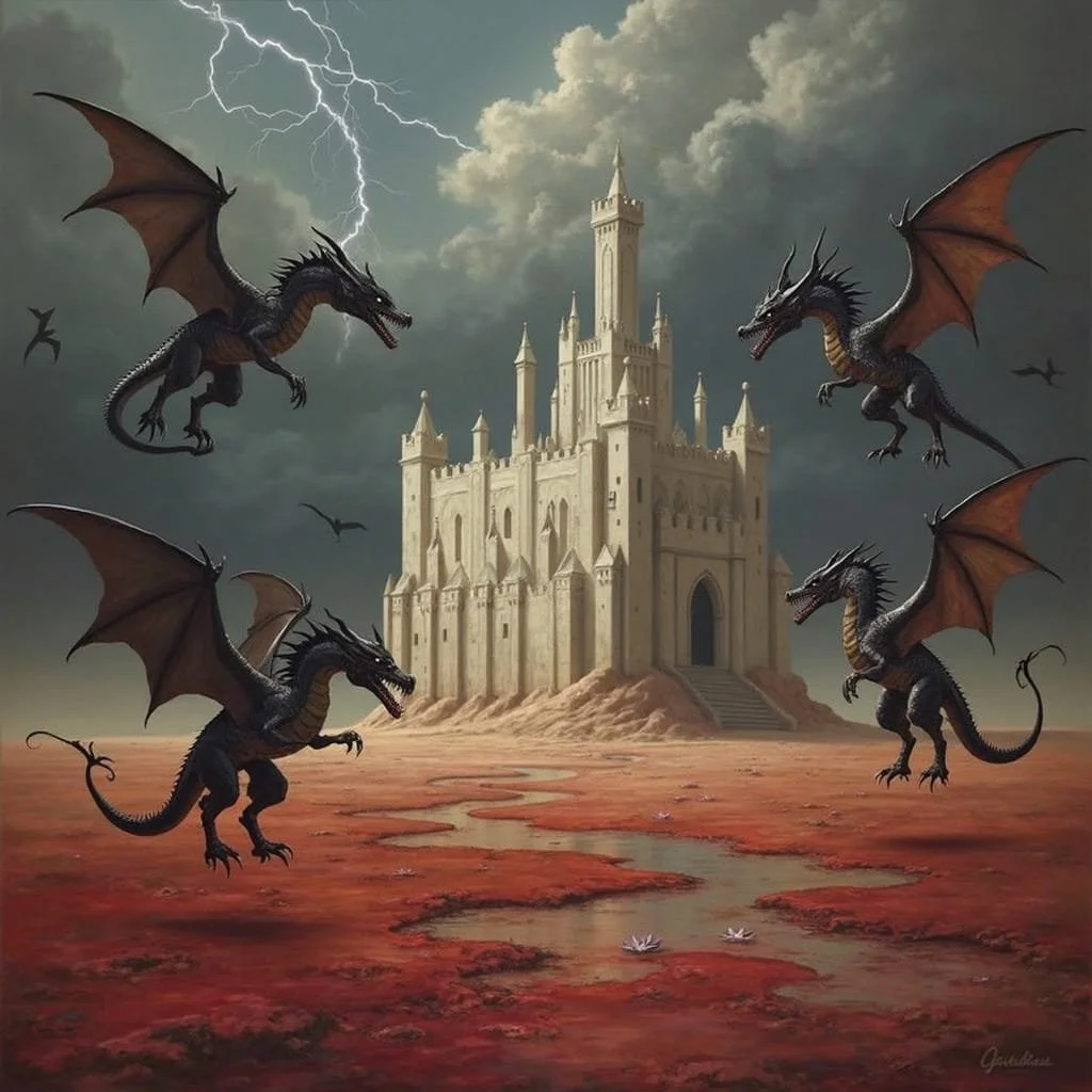 Tenslotte geeft ze de opdracht aan de draken om rond het kasteel te cirkelen, in steeds kleinere cirkels. Maar er volgt geen reactie. En er blijft niets over dan terug te keren naar de citadel.