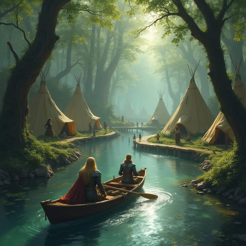 Enkele maanden later, in Zilverbeek, kwam een kleine roeiboot terug van een dagenlange verkenningsmissie. Daarbij vaarden de inzittenden eerst door de wijk van de werkende elfen...