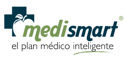 MediSmart logo with a green and blue color scheme and a stylized leaf or plant design.