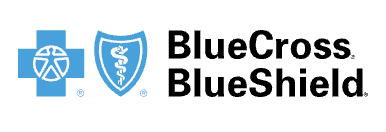 Blue Cross and Blue Shield logo with blue cross and shield icons and black text