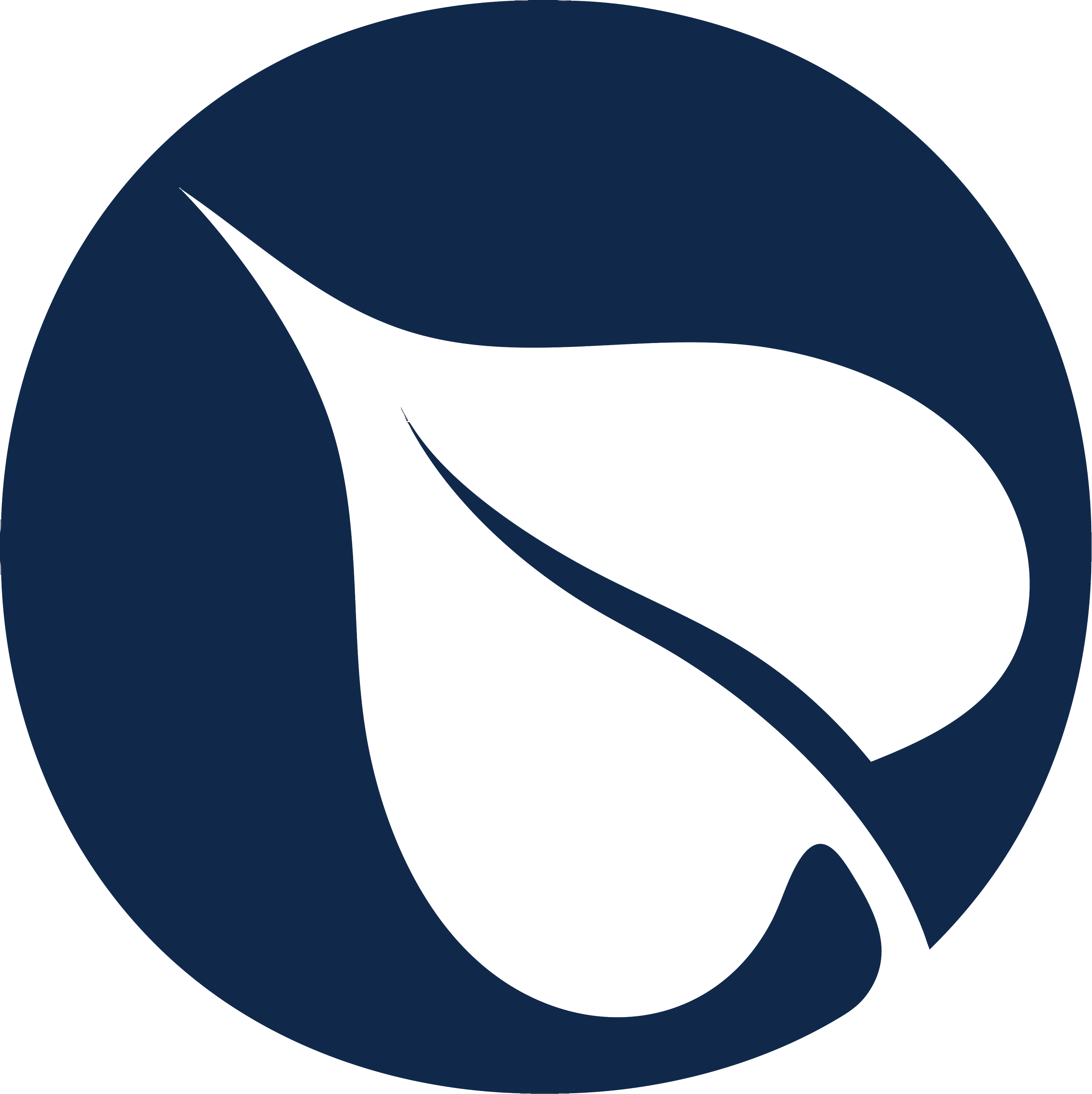 A circular dark blue logo featuring a stylized white bohdi leaf inside the circle.