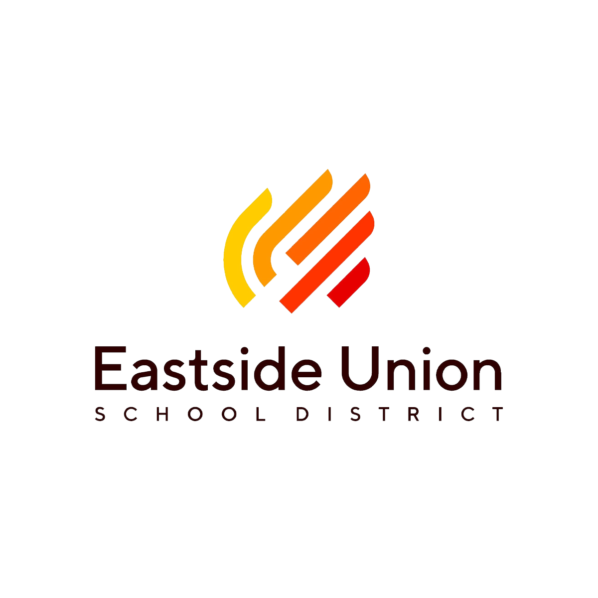 Logo of Eastside Union School District featuring stylized orange, red, and yellow lines above the district's name.