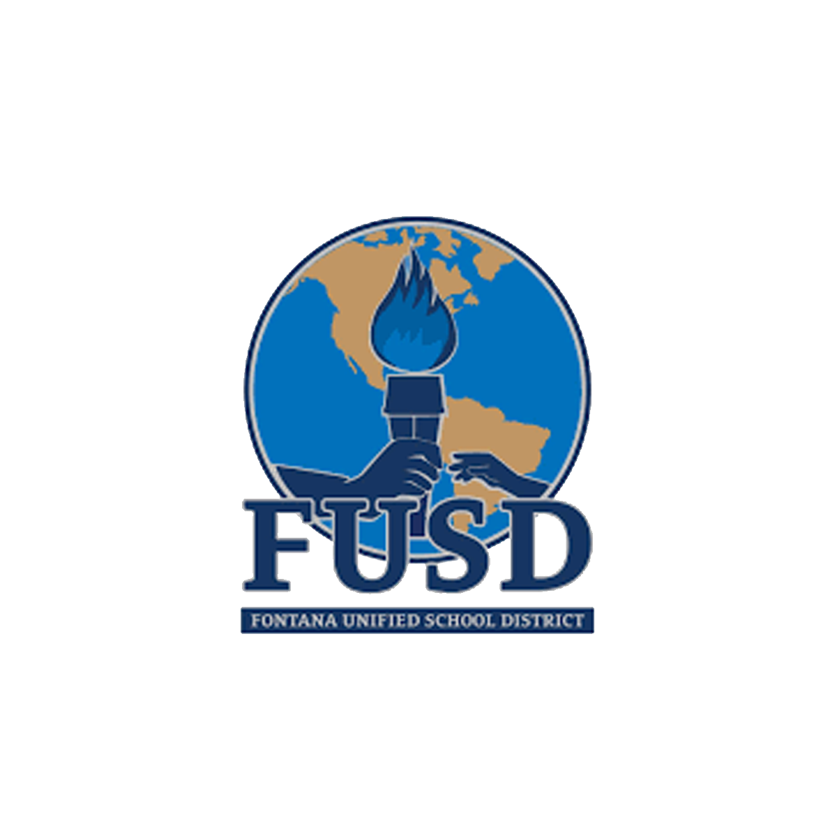 FUSD logo with a globe, a torch, and the text "Fontana Unified School District".