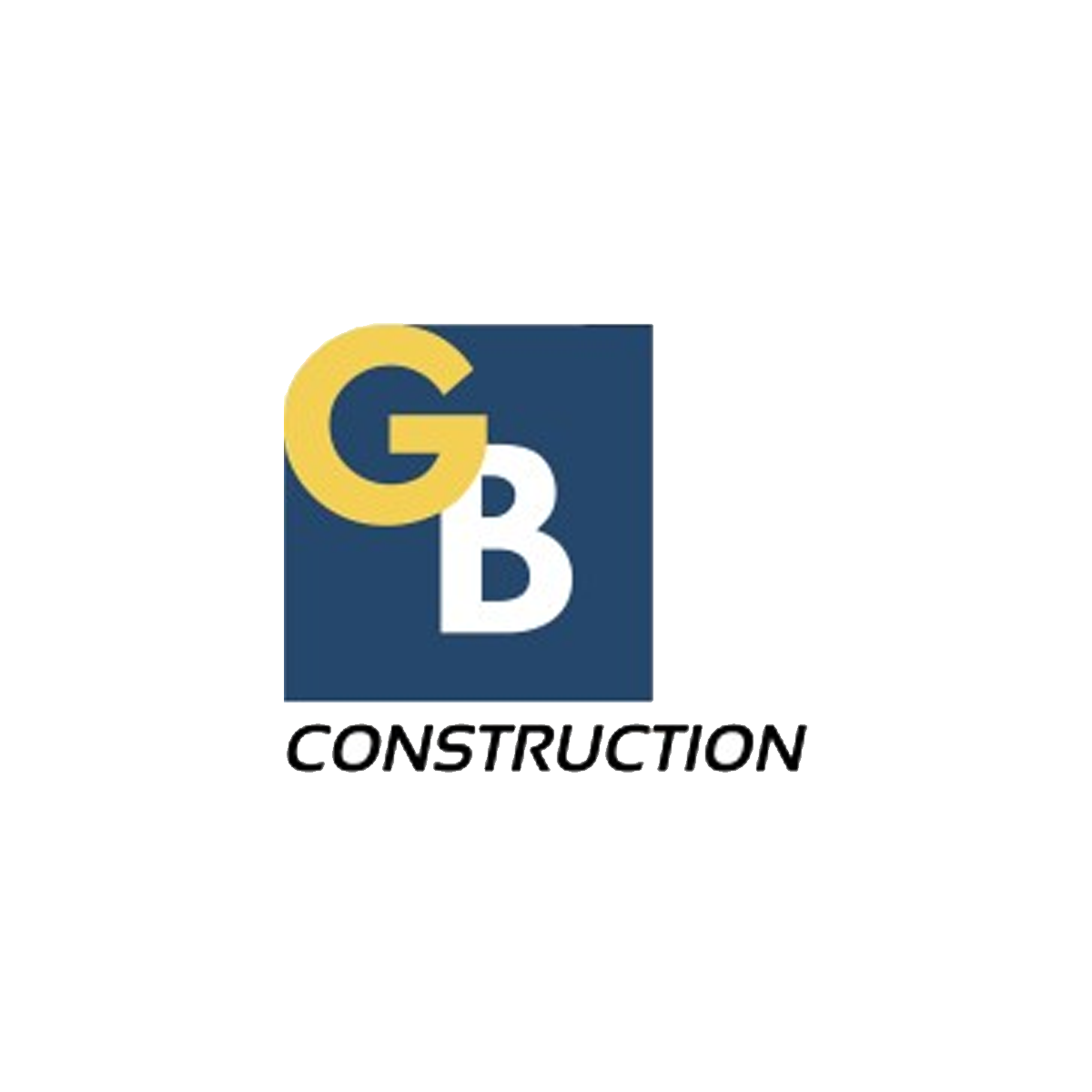 Logo of G B Construction featuring large yellow 'G' and white 'B' on a blue background with the word 'CONSTRUCTION' below.
