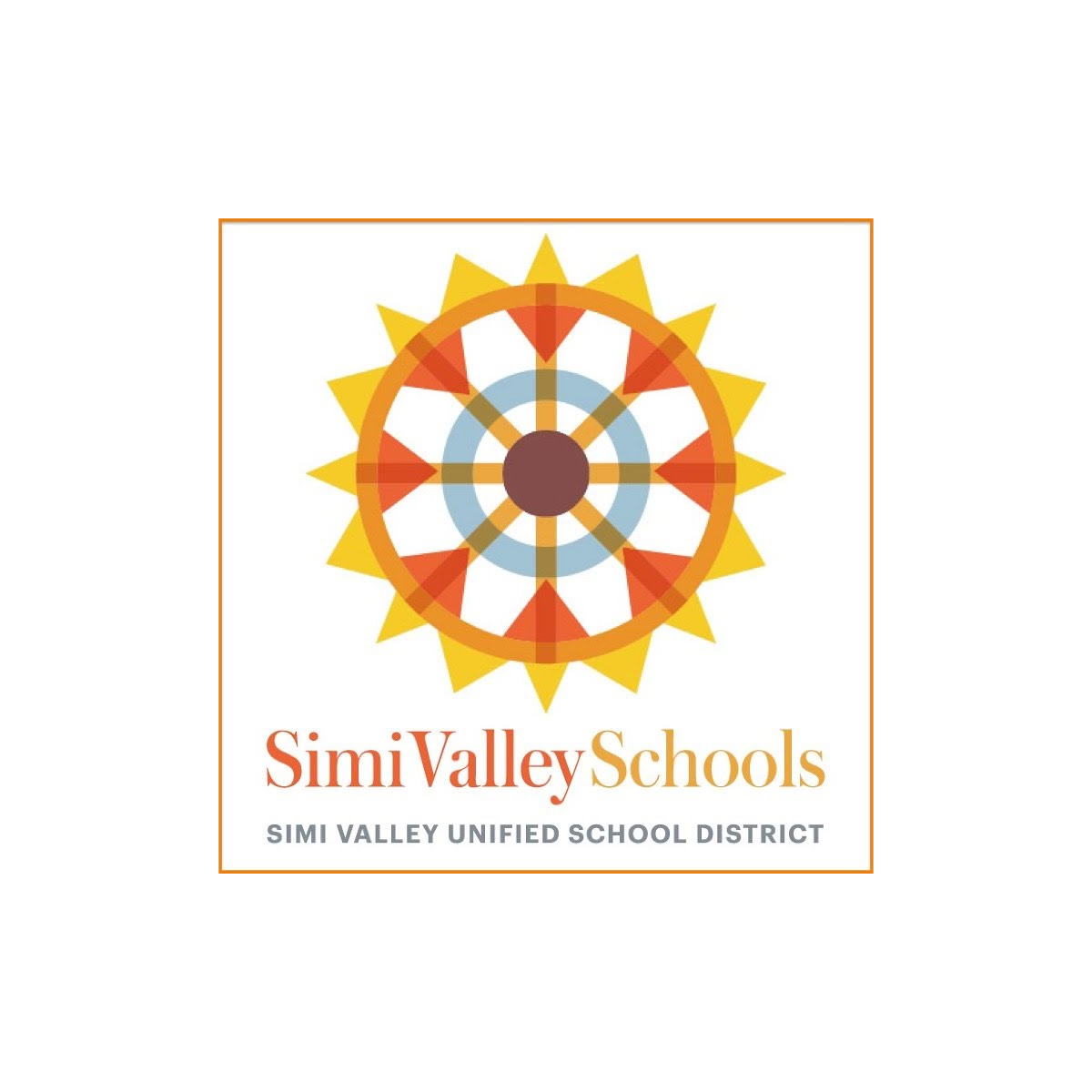Logo of Simi Valley Schools with a colorful geometric sun design, text reading 'Simi Valley Schools' and 'Simi Valley Unified School District'.