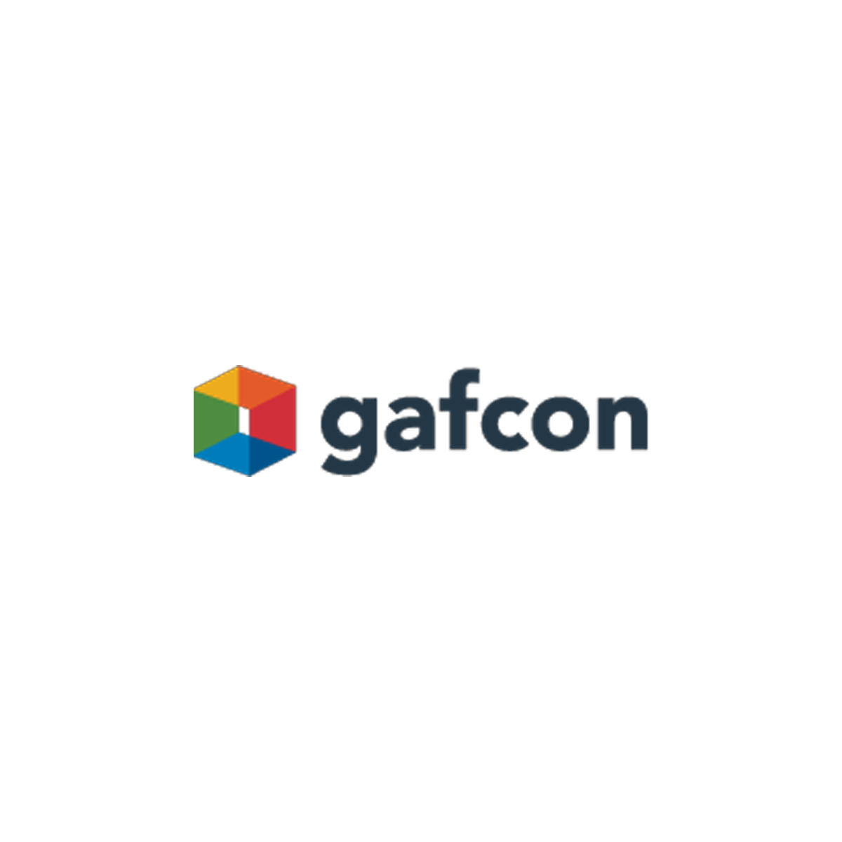Gafcon logo featuring a colorful cube and the word 'gafcon' in lowercase letters.