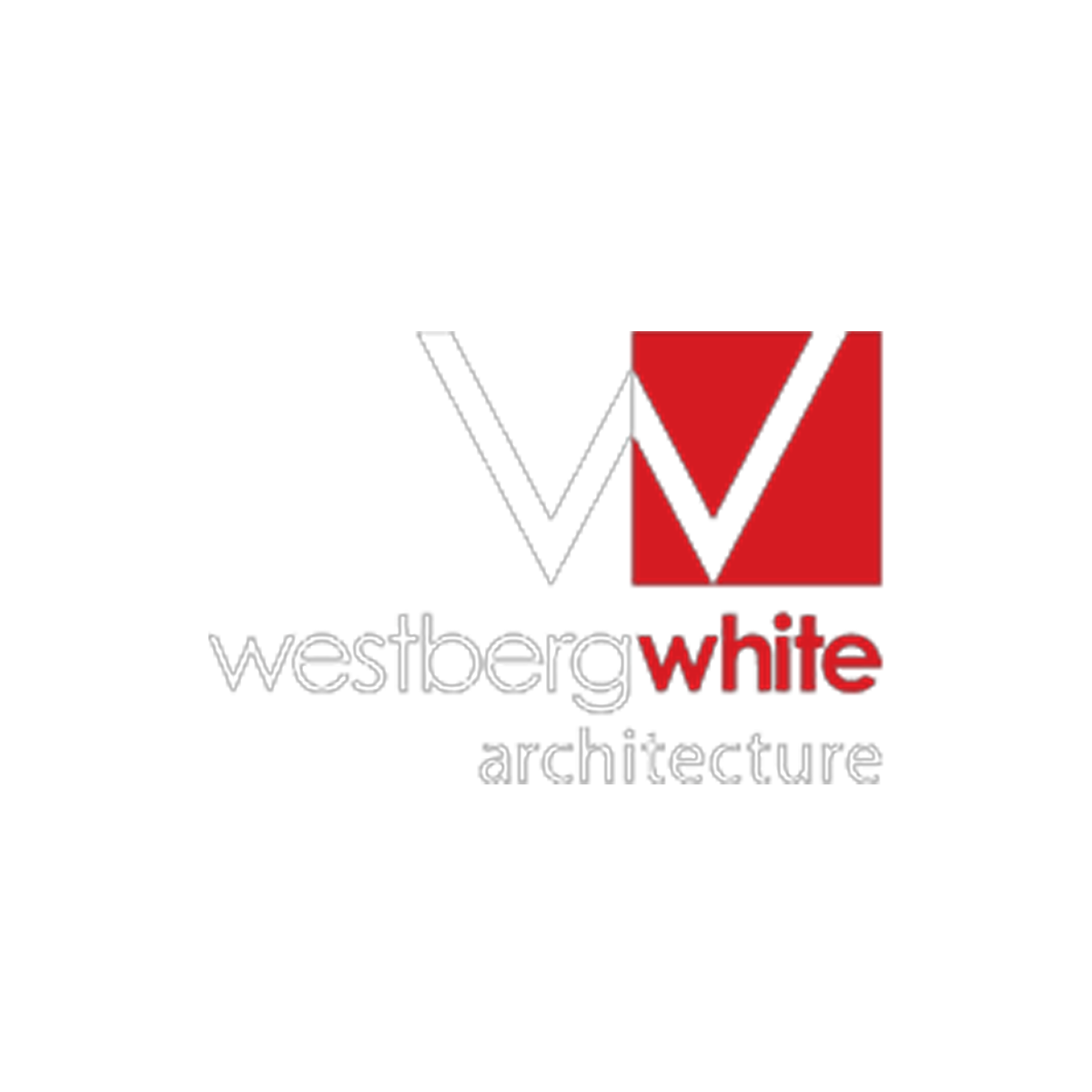 Logo for Westberg White Architecture featuring stylized 'W' letterforms in black, white, and red, with the words 'westberg white architecture' beneath.