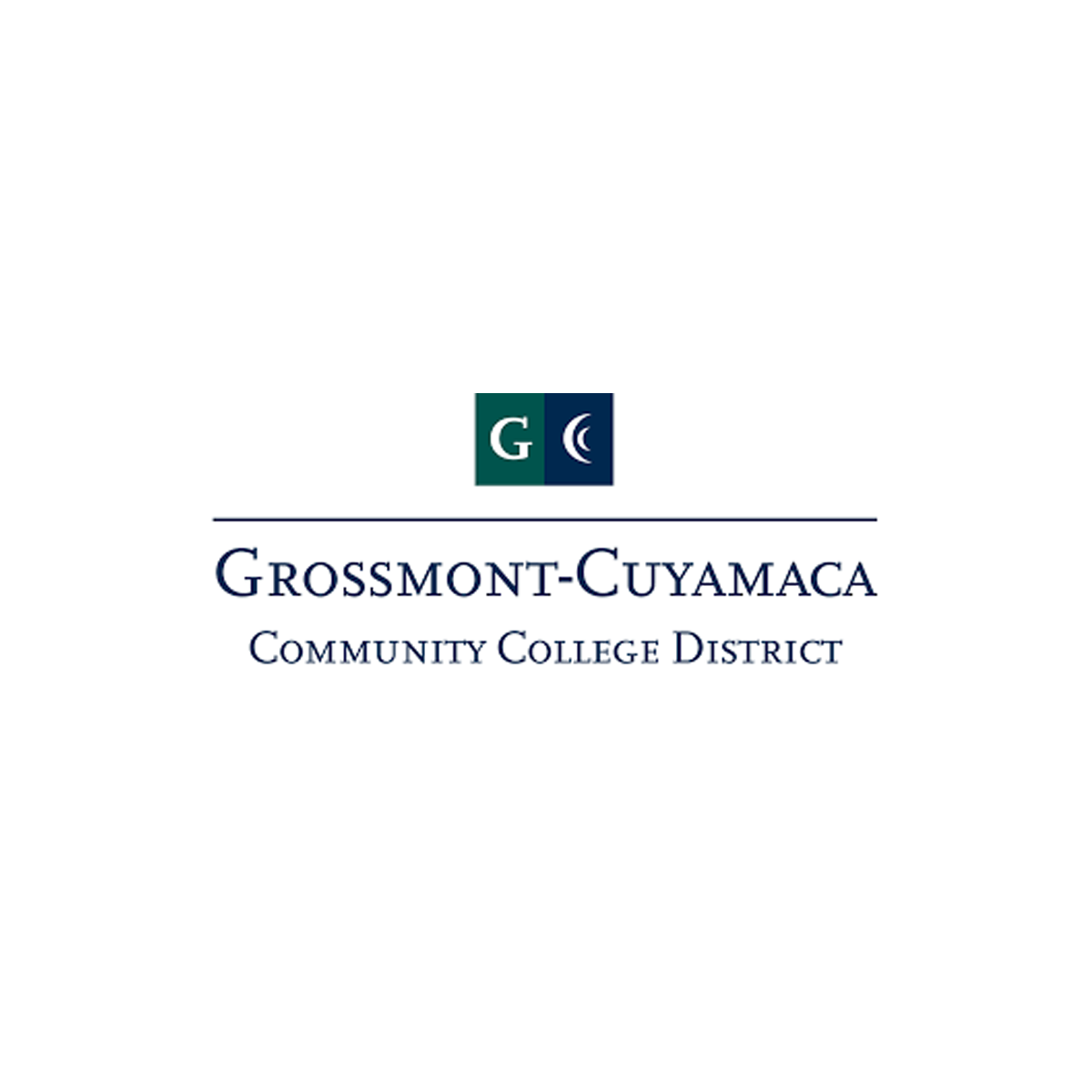 Logo for Grossmont-Cuyamaca Community College District with initials G and crescent moon symbol.