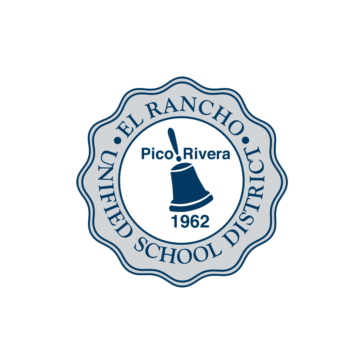 El Rancho Unified School District emblem featuring a bell and the year 1962.