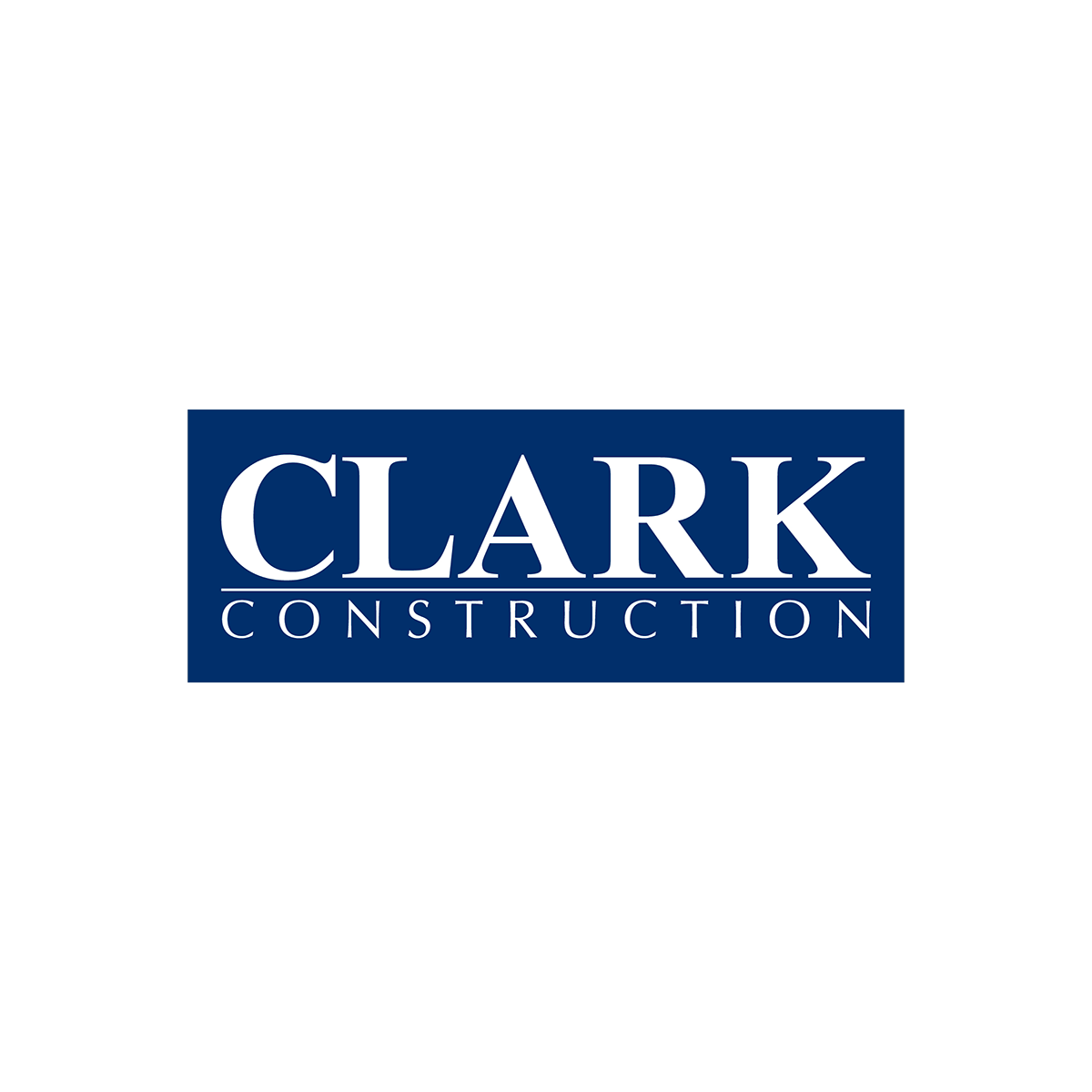 Clark Construction logo on a black background.