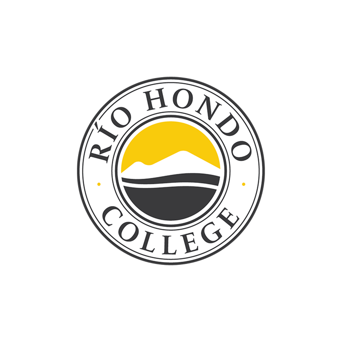 Logo of Rio Hondo College with a circular design featuring a mountain, sun, and water symbols.