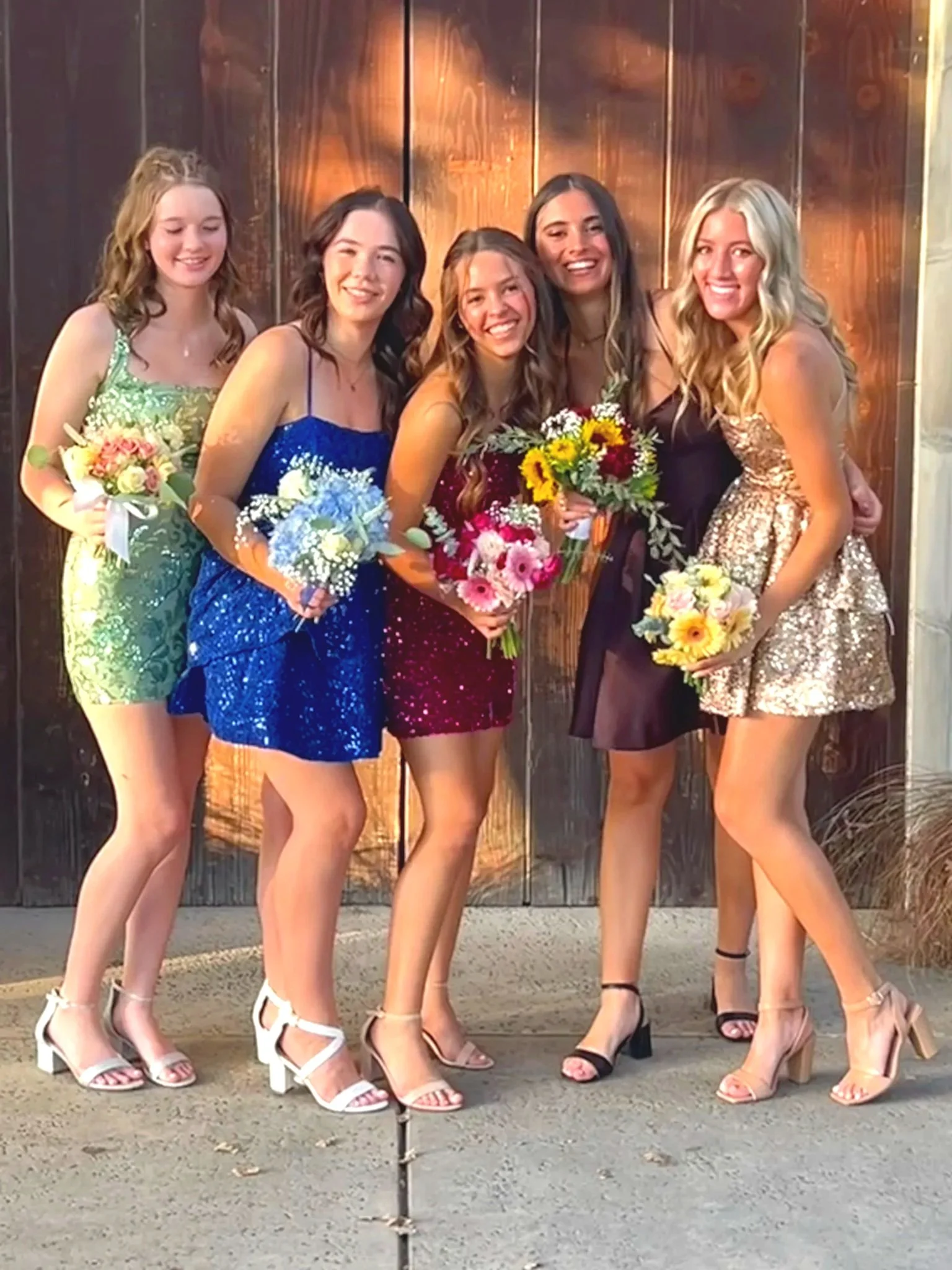 Homecoming 2024 bouquets to match all 5 girls dresses.