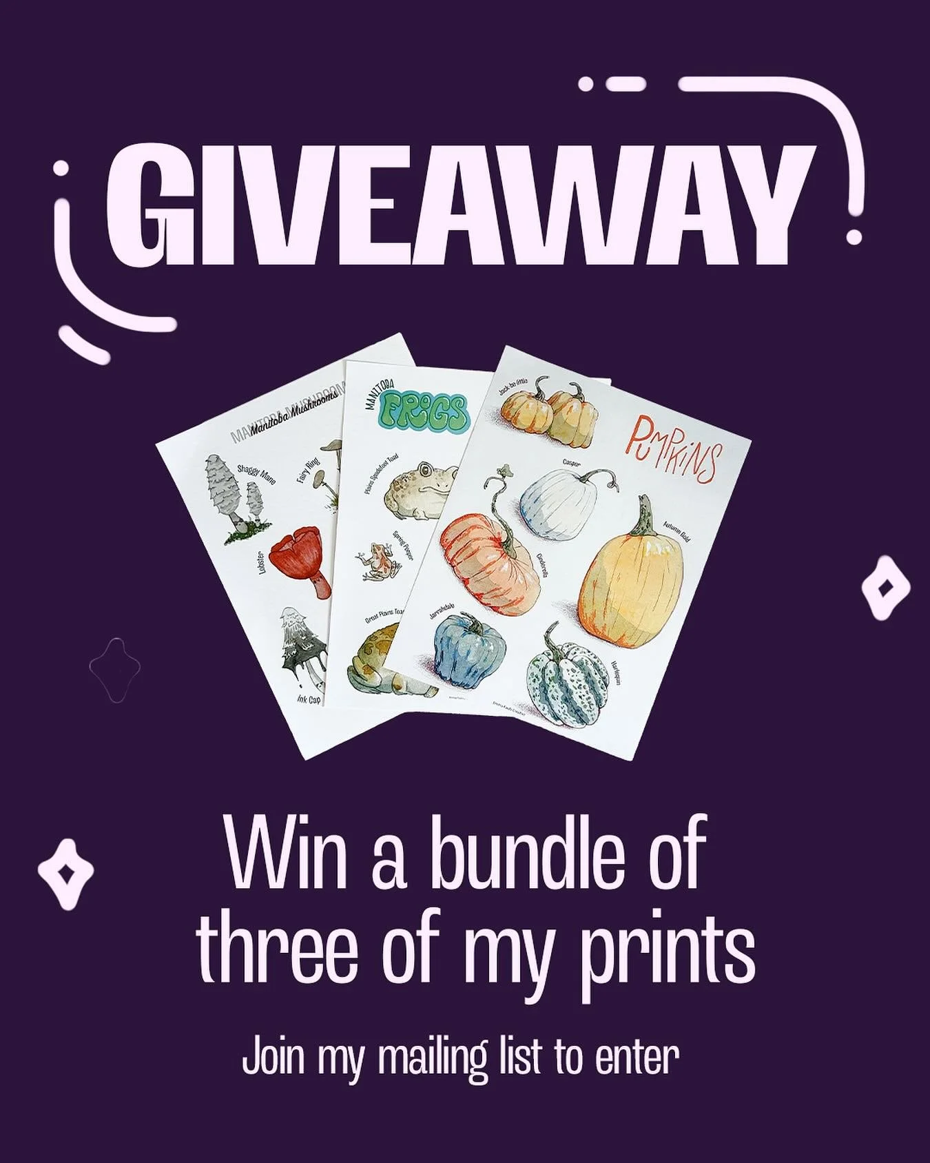 ☁️Celebrate the 1 week anniversary of my site!☁️

Join the mailing list on my website emmapaulscreative.ca to enter to win three of my poster prints! 

Three 8.5&rdquo; x 11&rdquo; poster prints completely free! Shipping included!

‼️ENDS OCTOBER 10t