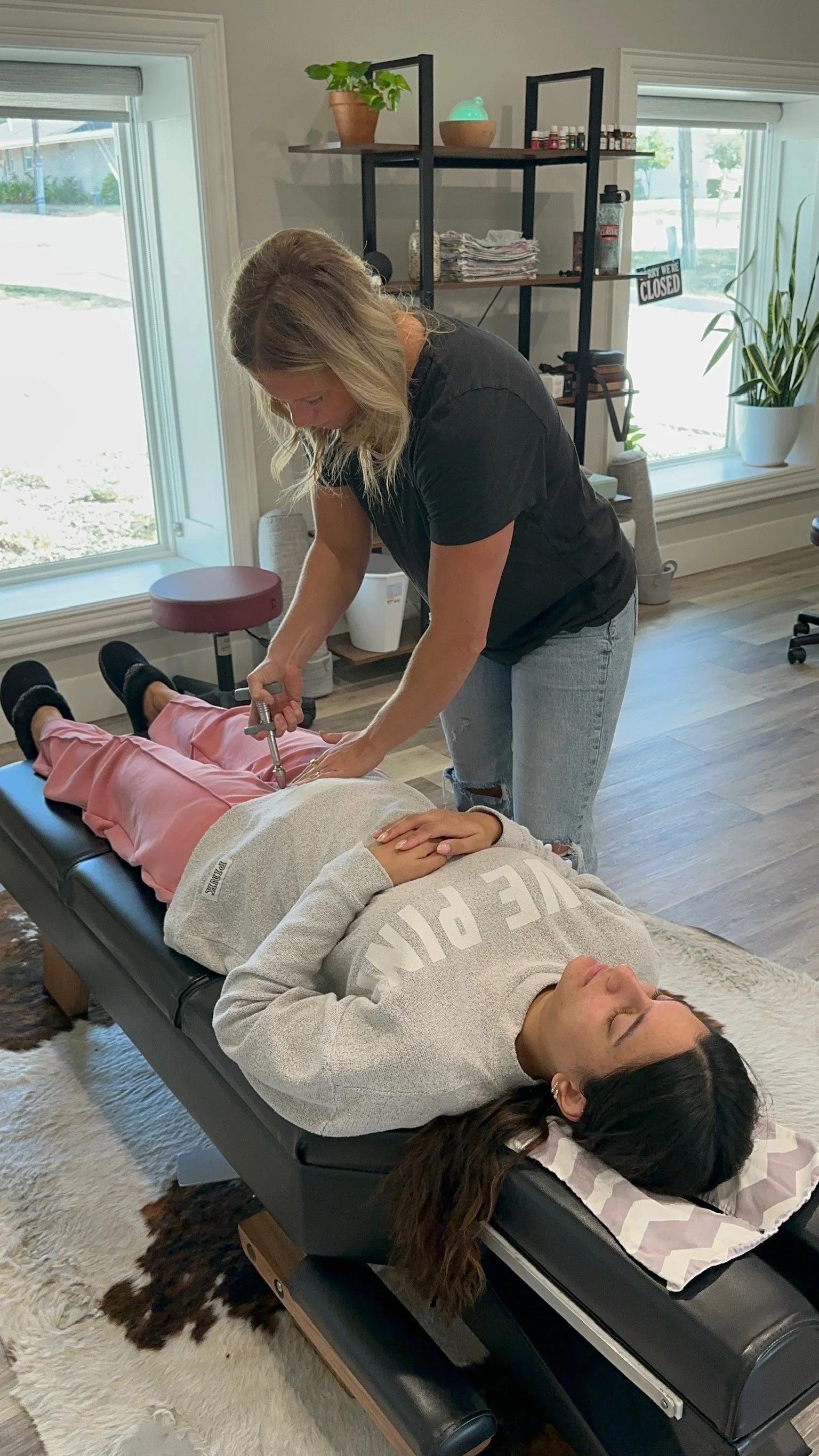 Full Webster Technique prenatal chiropractic session at Social House Chiropractic in Prosper, TX. Webster Certified through ICPA.