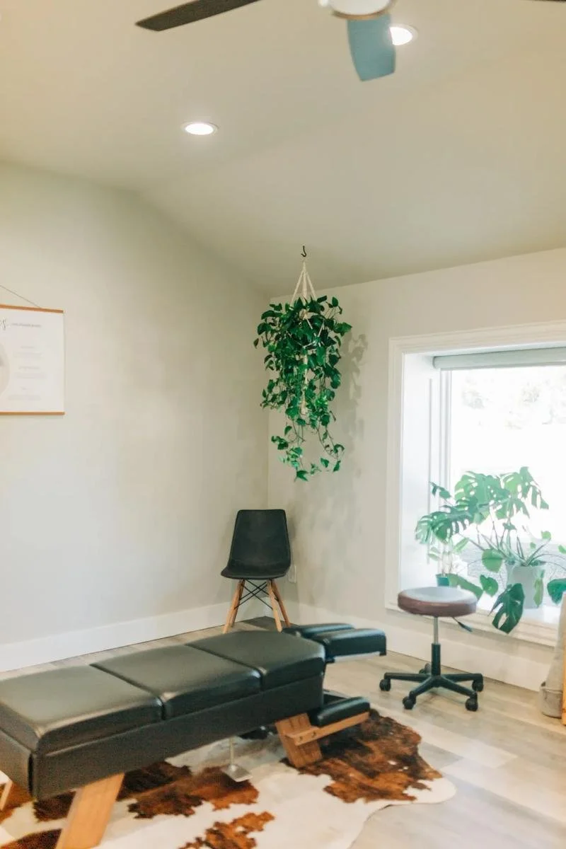 Clean, welcoming treatment room at Social House Chiropractic, 704 E 1st St, Prosper, TX 75078. Family-friendly chiropractic office serving Prosper, Celina, McKinney, Frisco.