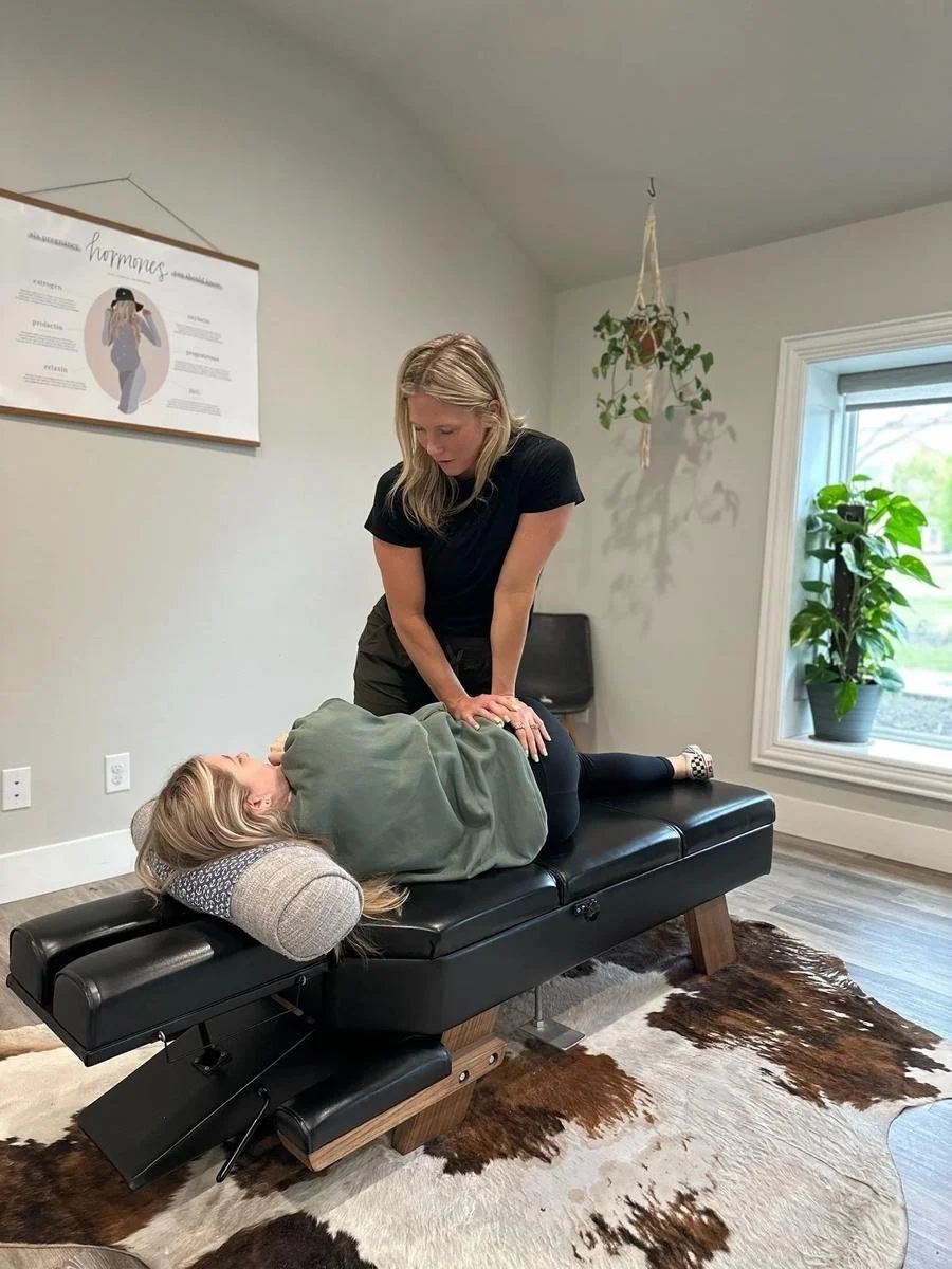 Webster Technique adjustment supporting pelvic balance and SPD relief during pregnancy at Social House Chiropractic in Prosper, TX.