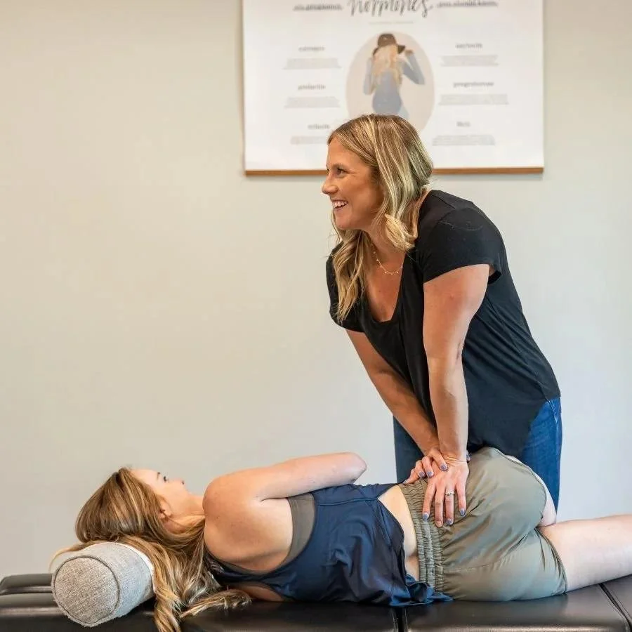 Webster Technique sacral and pelvic adjustment for pregnant women at Social House Chiropractic in Prosper, TX. Webster Certified.