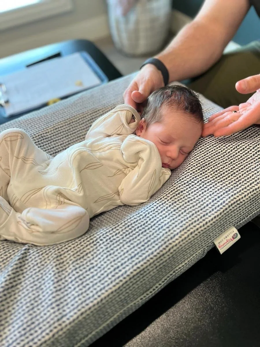 Gentle newborn chiropractic care supporting ear infection prevention and immune function at Social House Chiropractic in Prosper, TX.