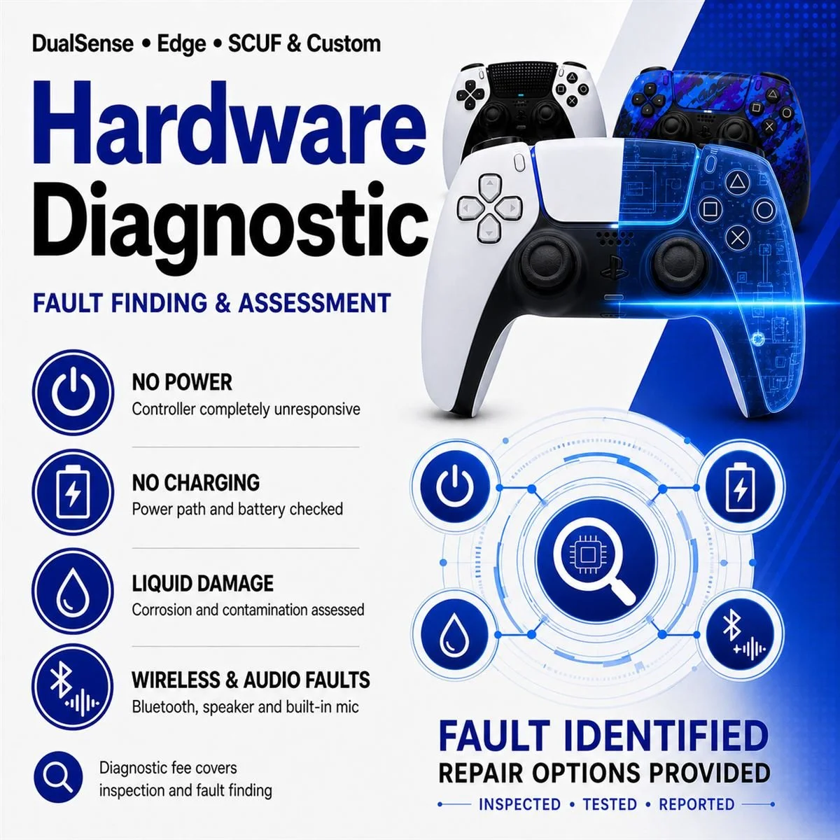 PS5 DualSense hardware diagnostic service