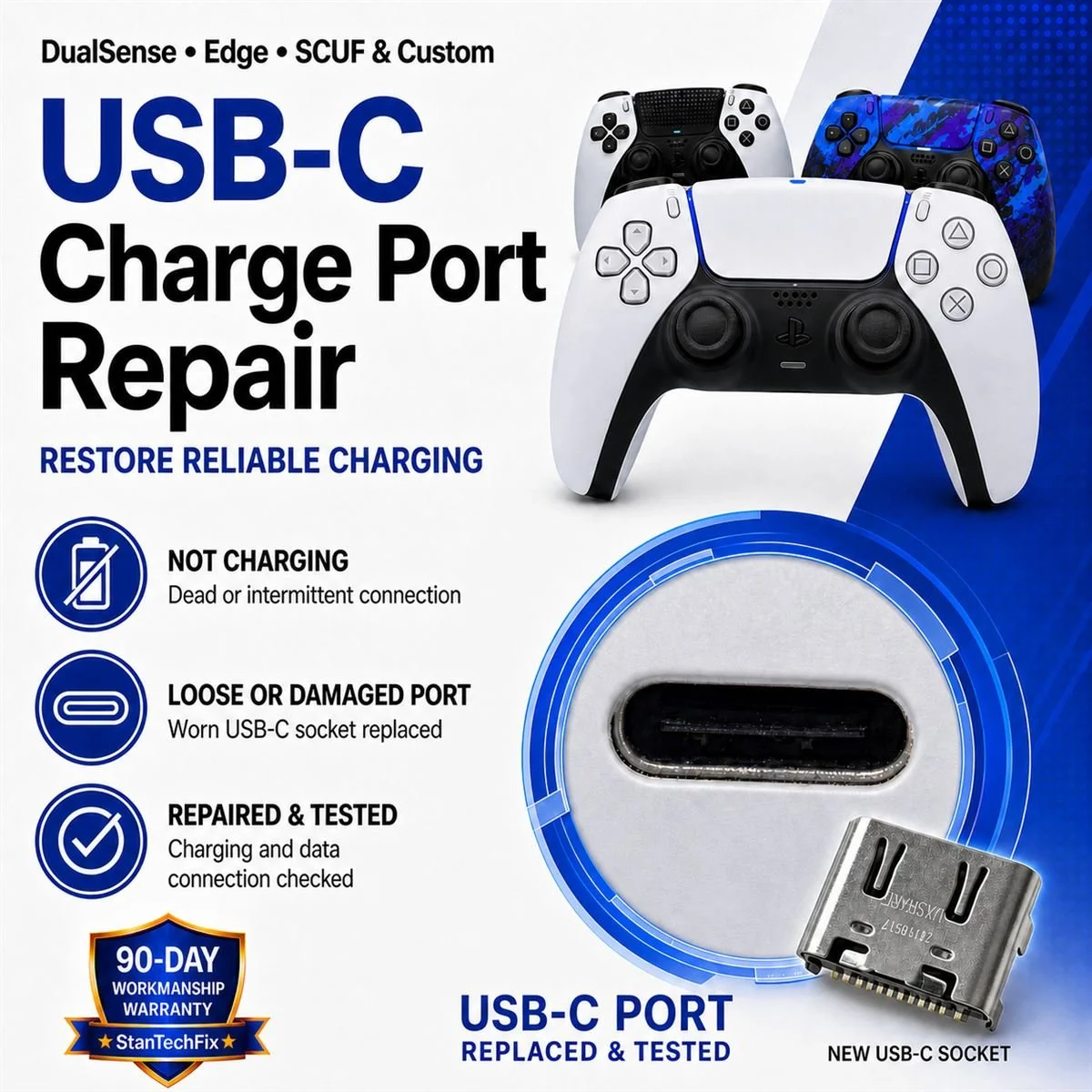 PS5 DualSense USB-C port replacement service