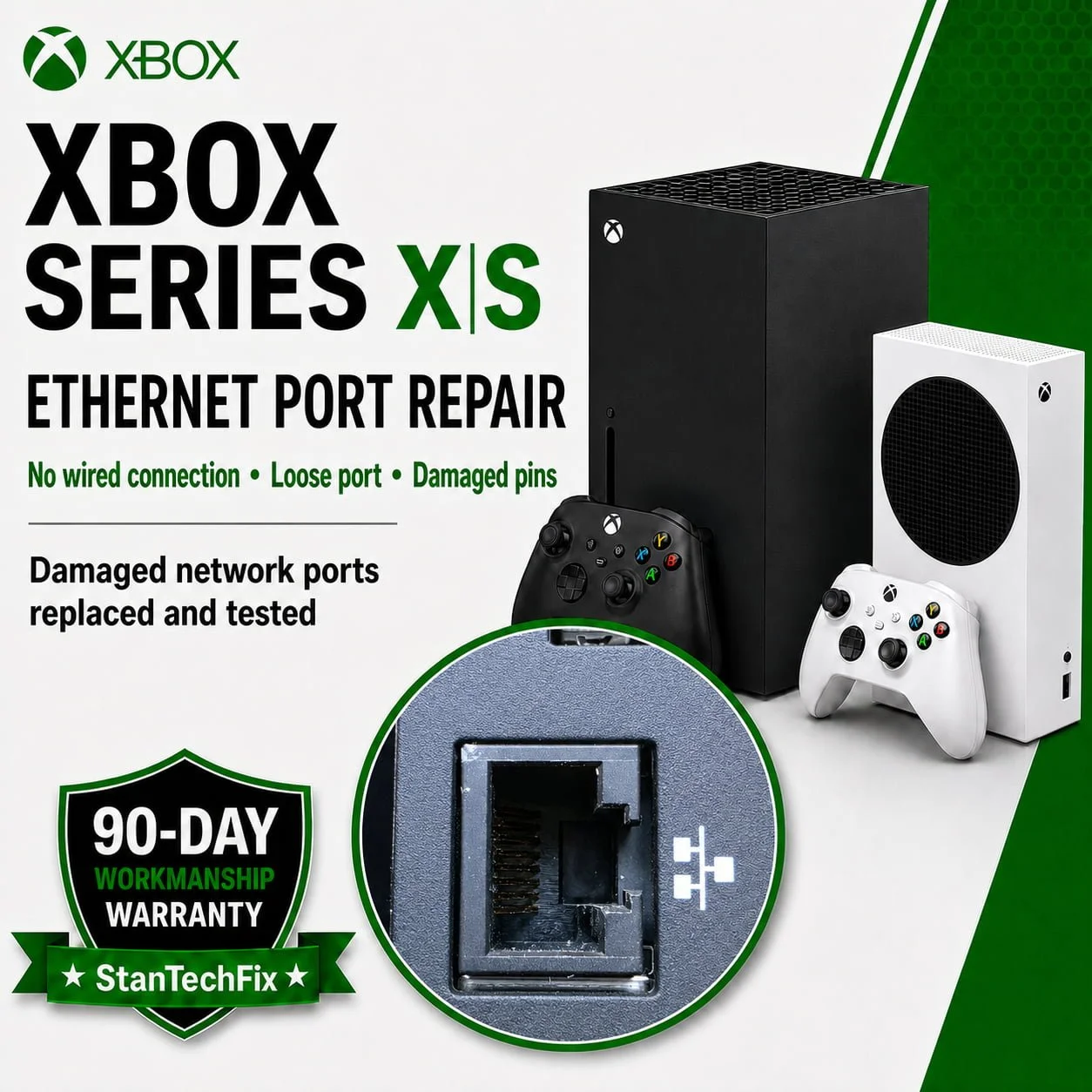 Xbox Series X and Series S Ethernet port repair service