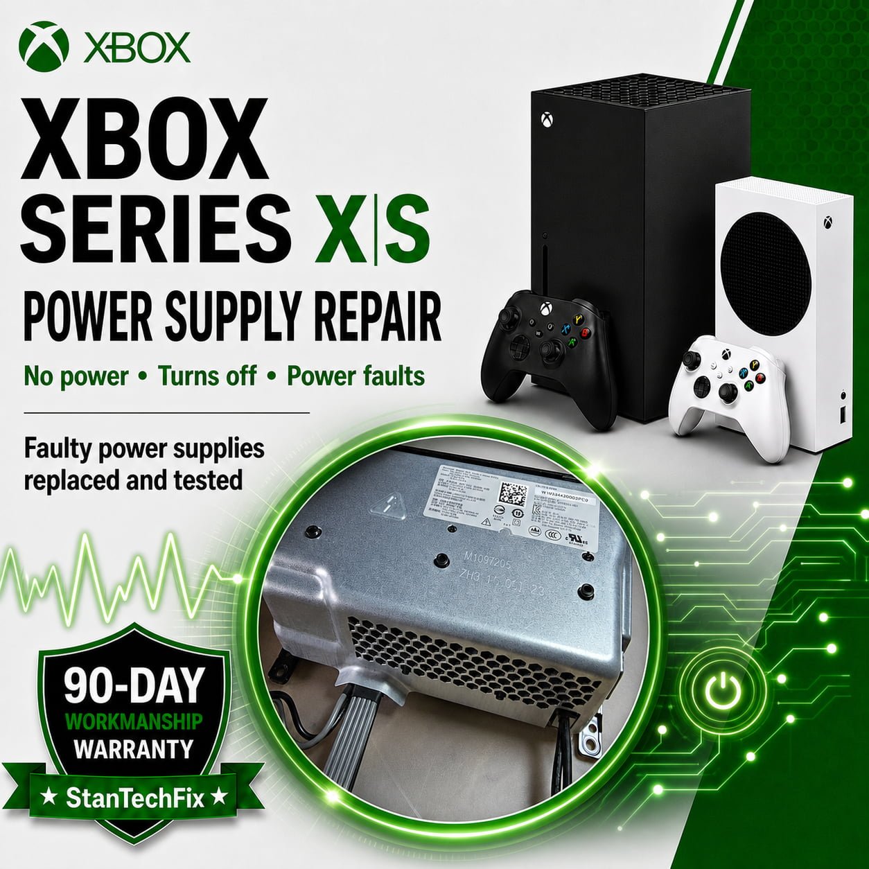 Xbox Series X and Series S power supply repair service