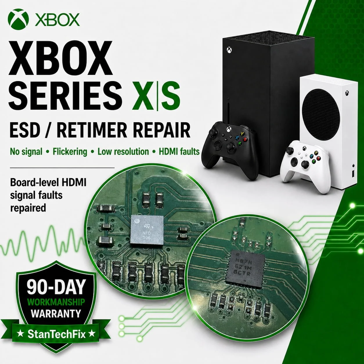 Xbox Series X and Series S ESD and retimer repair service