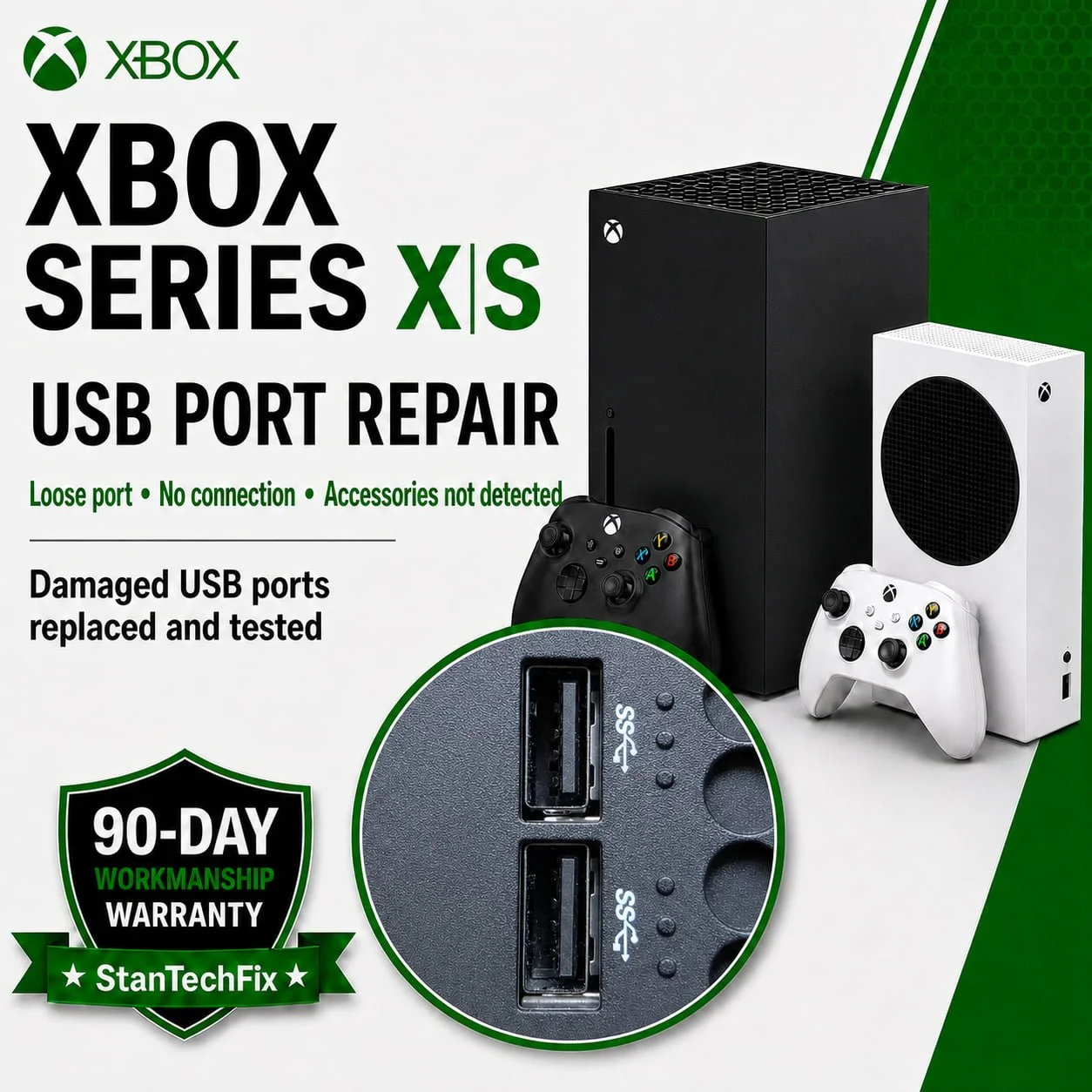 Xbox Series X and Series S USB port repair service