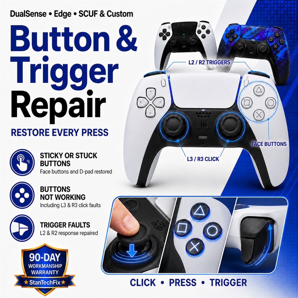 PS5 DualSense button and trigger repair service