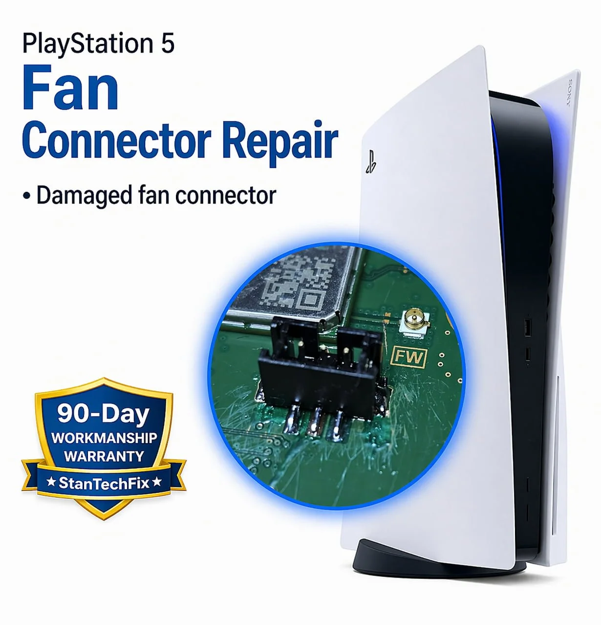 PS5 fan connector repair service by StanTechFix
