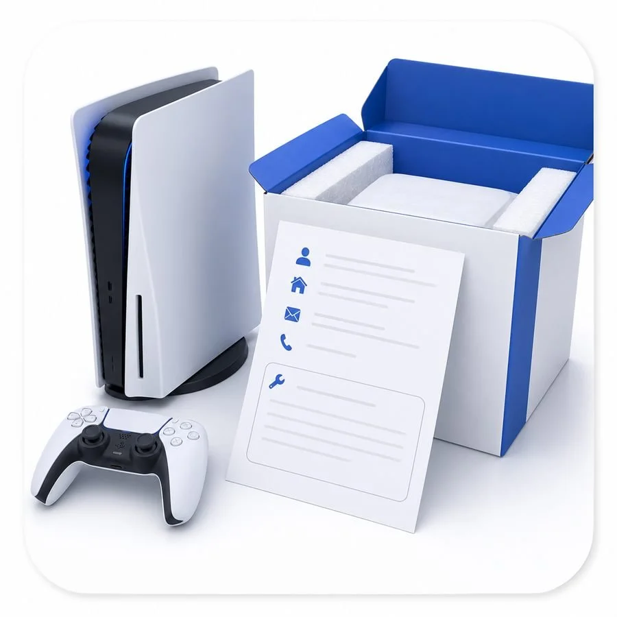 Include your contact details and fault description with your repair