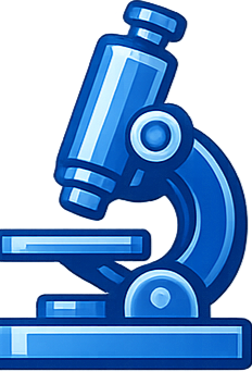 Blue laboratory microscope with a tilted eyepiece and stage for slides.