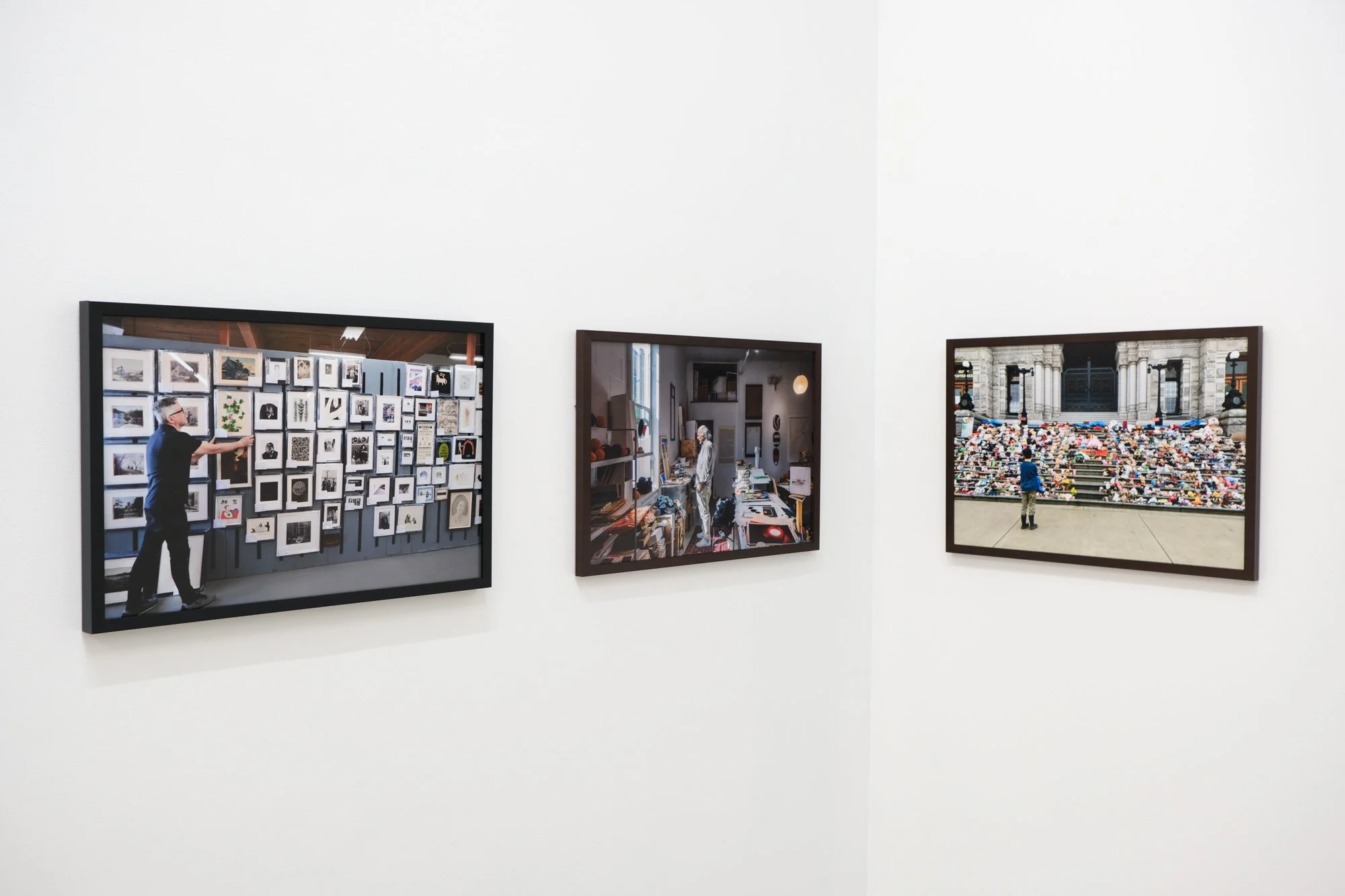 Installation view of "Christos Dikeakos: The Collectors," at Griffin Art Projects, North Vancouver, BC, 2025. Photo: Byron Dauncey, courtesy of Griffin Art Projects. (L-R) 1.Brad Chernoff, 2019/2025; Archival pigment inks printed on Epson lustre pape