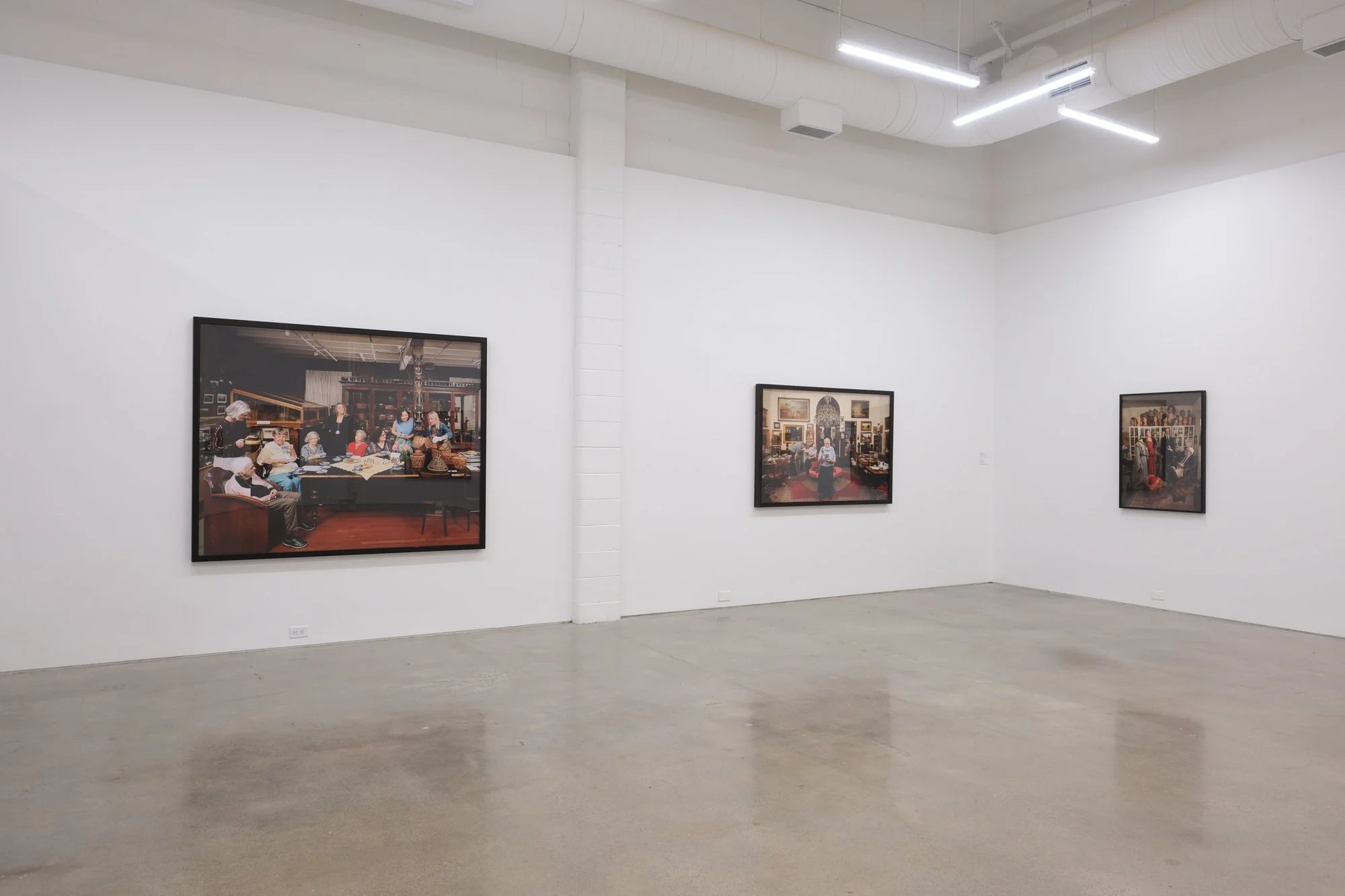Installation view of "Christos Dikeakos: The Collectors," at Griffin Art Projects, North Vancouver, BC, 2025. Photo: Byron Dauncey, courtesy of Griffin Art Projects. (L-R)1. Hastings Mill Store Museum, 2017; Archival pigment inks printed on Epson lus
