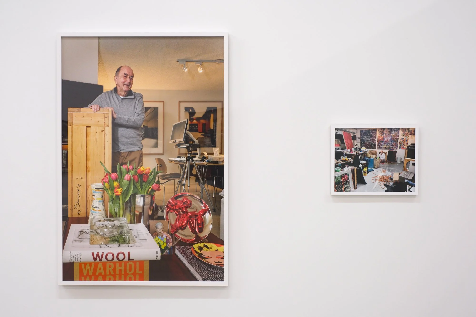 Installation view of "Christos Dikeakos: The Collectors," at Griffin Art Projects, North Vancouver, BC, 2025. Photo: Byron Dauncey, courtesy of Griffin Art Projects. (L-R)1. Gerd Metzdorff, 2020; Archival pigment inks printed on Epson lustre paper; 5