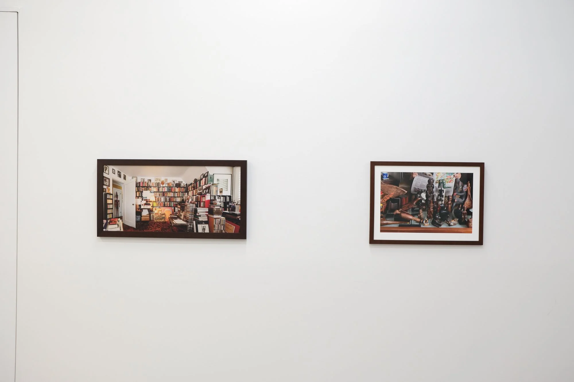 Installation view of "Christos Dikeakos: The Collectors," at Griffin Art Projects, North Vancouver, BC, 2025. Photo: Byron Dauncey, courtesy of Griffin Art Projects. (L-R)1. Robin Blaser Study East Wall, 2019; Archival pigment inks printed on Epson l