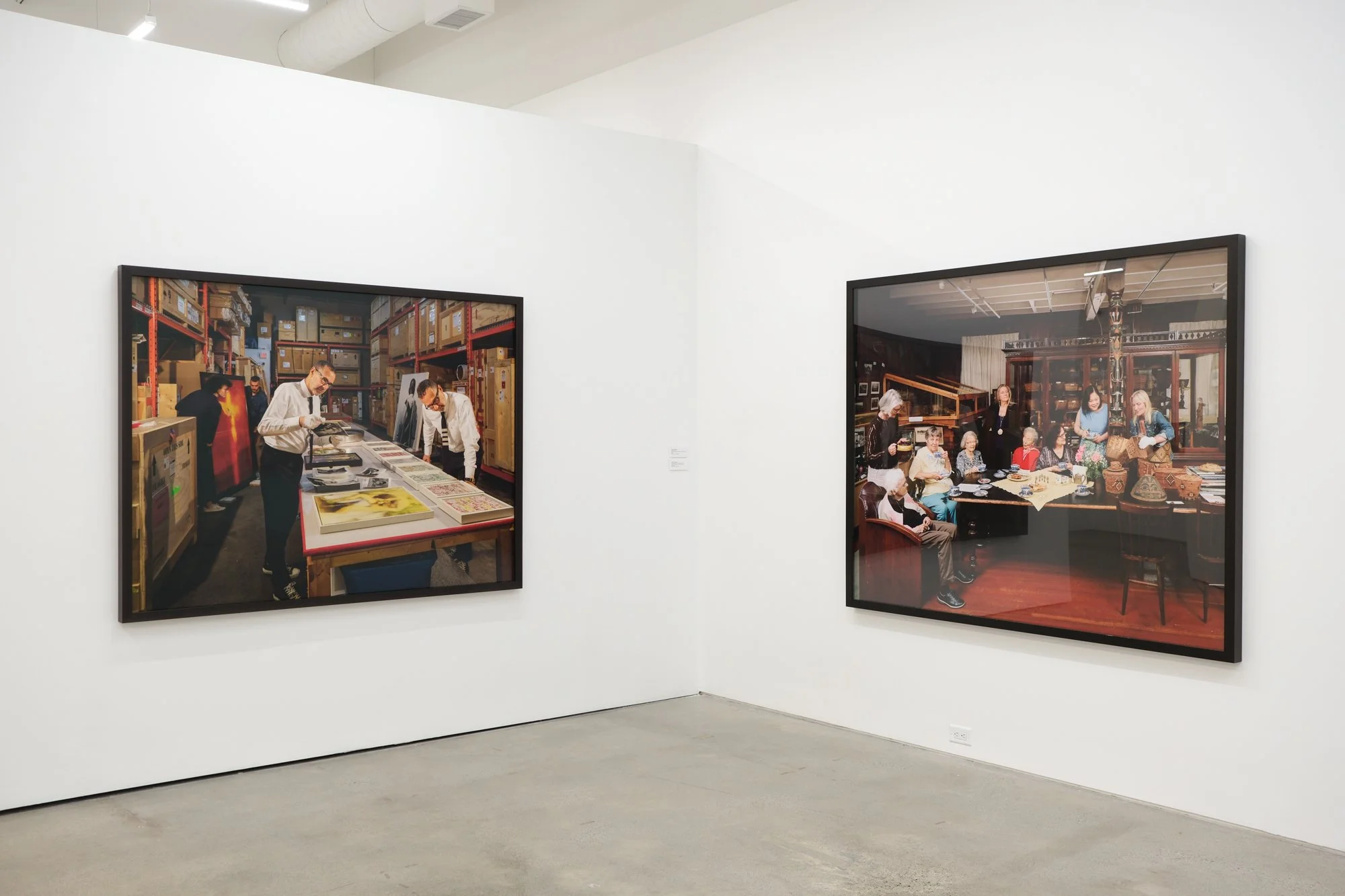 Installation view of "Christos Dikeakos: The Collectors," at Griffin Art Projects, North Vancouver, BC, 2025. Photo: Byron Dauncey, courtesy of Griffin Art Projects. (L-R)1. Bob Rennie, 2025; Archival pigment inks printed on Epson lustre paper; 59 x 