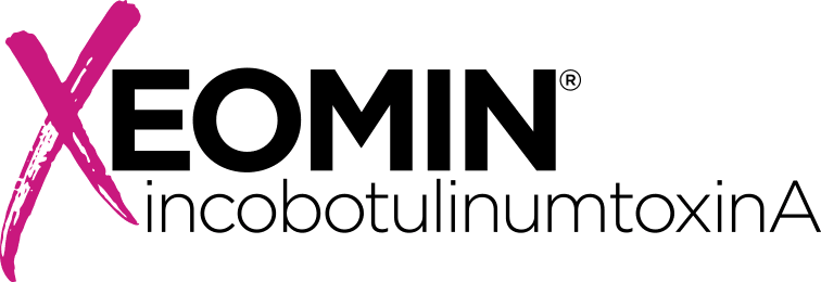 EOMIN IncobotulinumtoxinA logo with a stylized pink 'X' and black text.