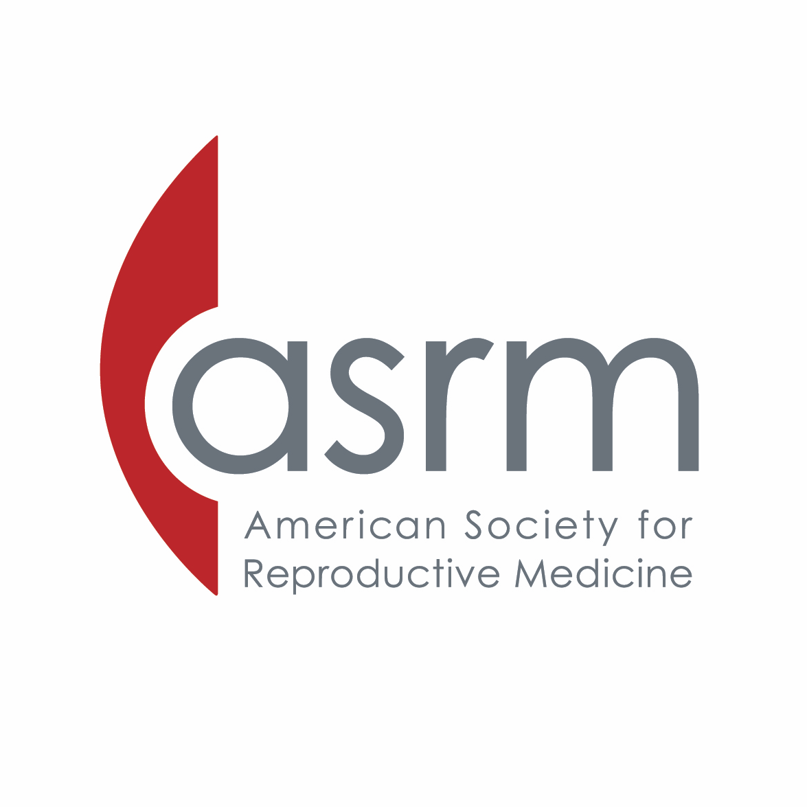 Logo for the American Society for Reproductive Medicine featuring a stylized red design and the organization's name.