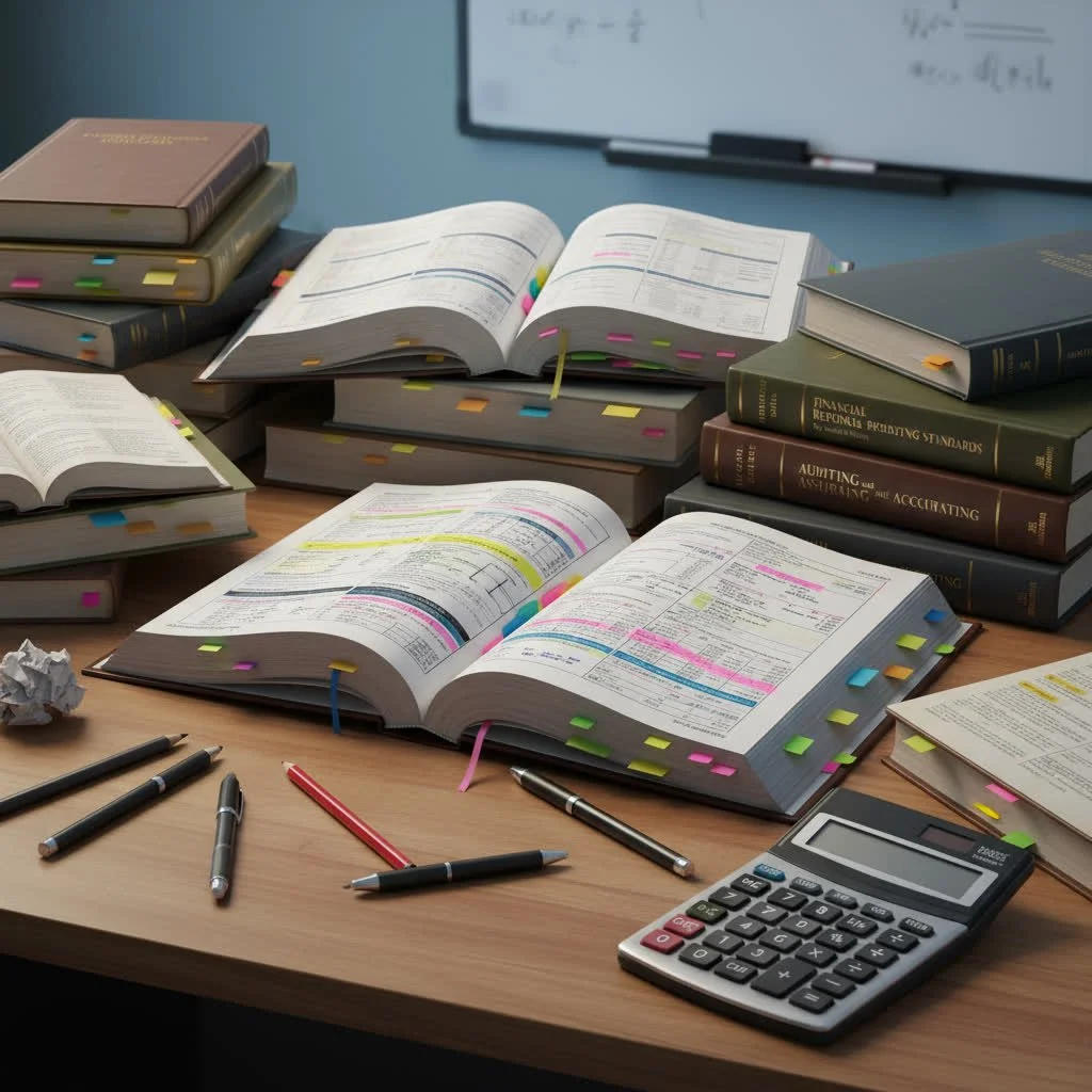 Bookkeepers nz. Books on desk.