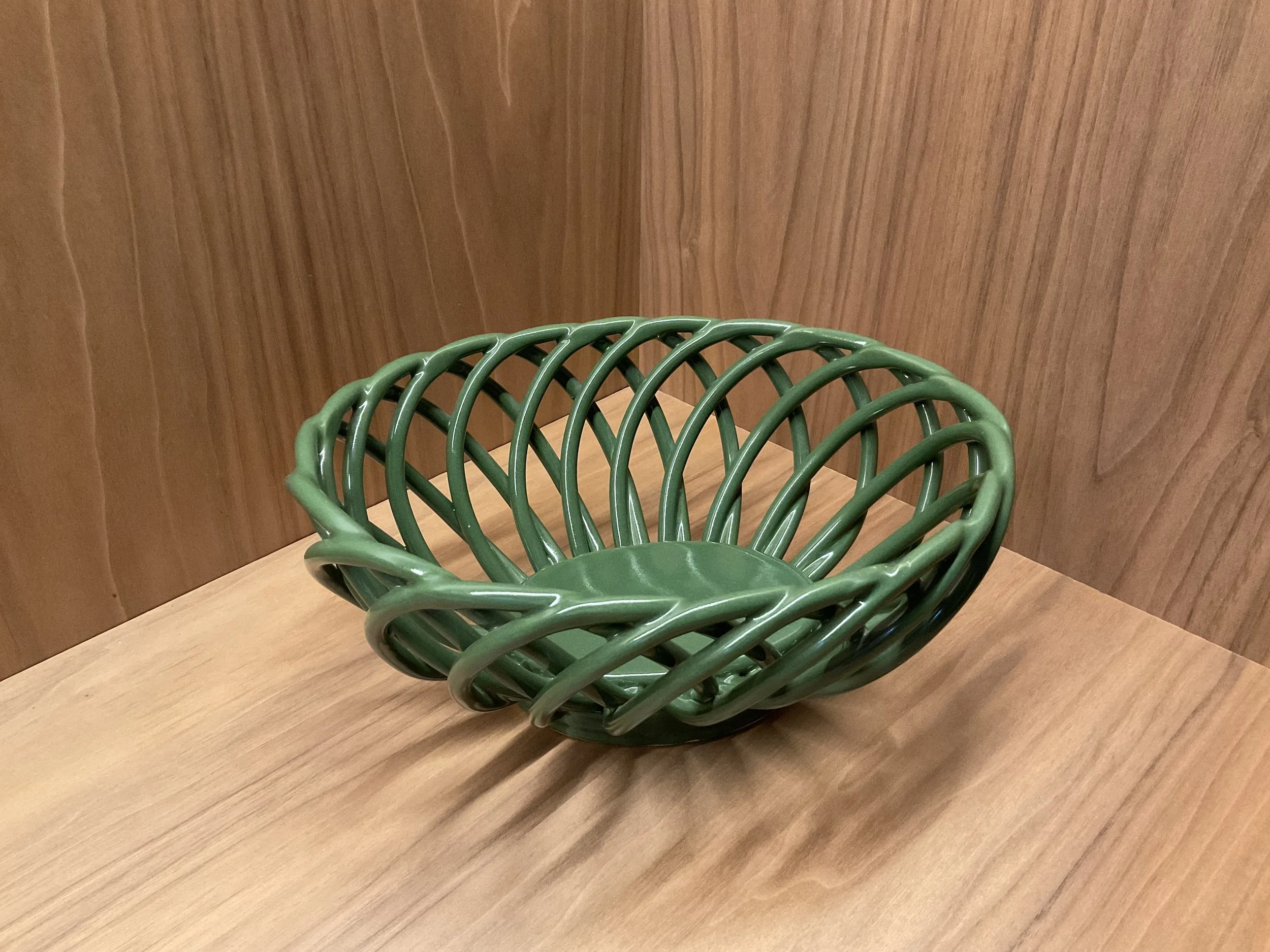 Vintage Sculptural Green Ceramic Bowl
