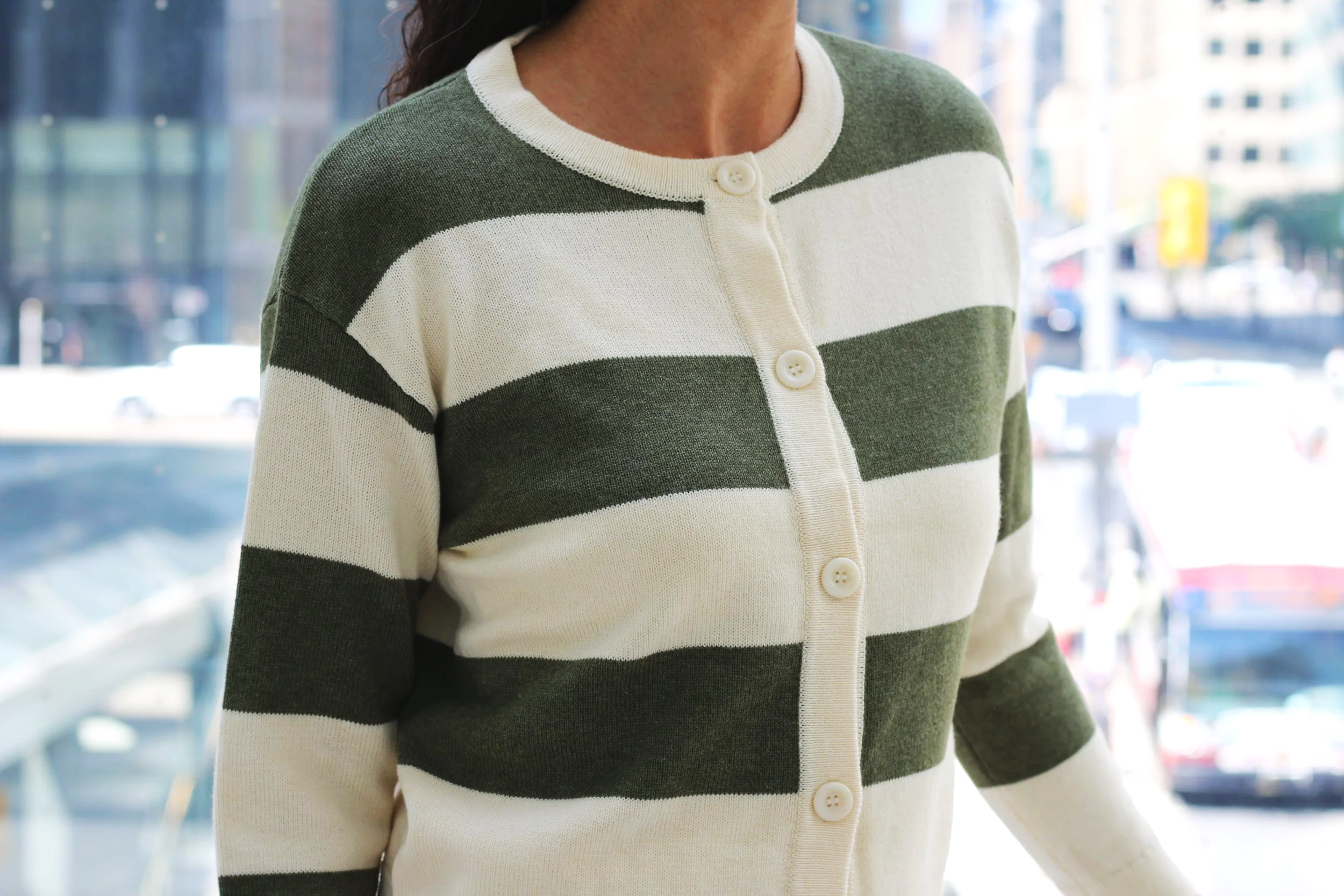 Women's Striped Knit Cardigan
