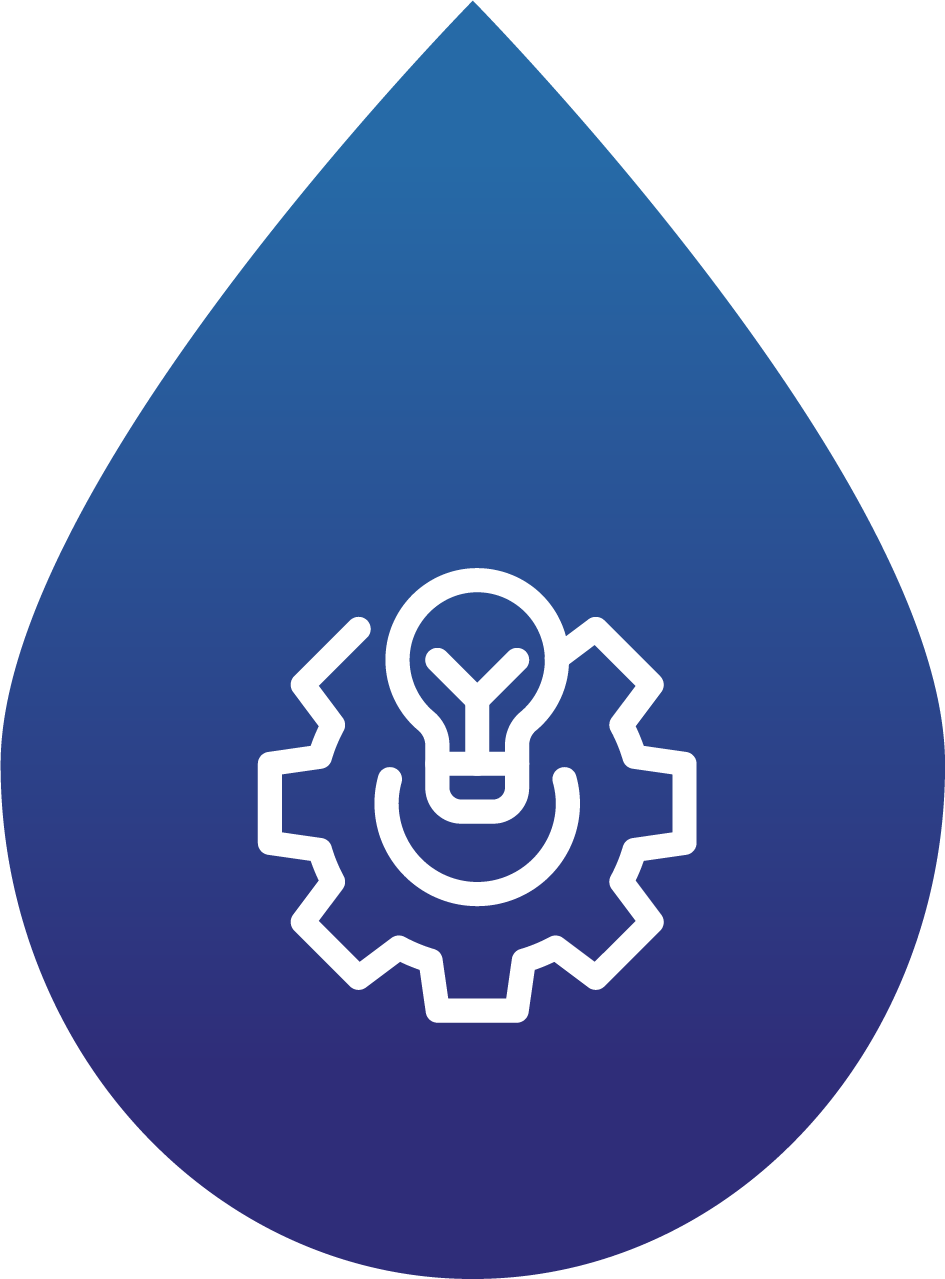 Un icono que combina una idea de bombilla, un engranaje y una luz, representando innovación y tecnología.