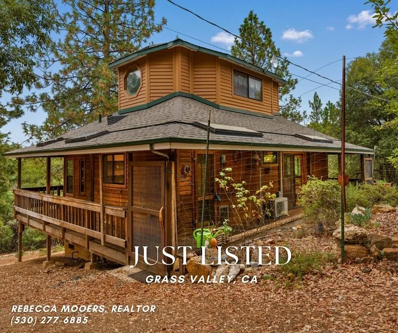Discover this Charming Custom Home in Grass Valley 🌲 

Thoughtfully designed, this 1-bed, 1-bath retreat blends cozy craftsmanship with modern comforts. Enjoy wood floors throughout, a sunny living room that flows to a fenced garden + wraparound por