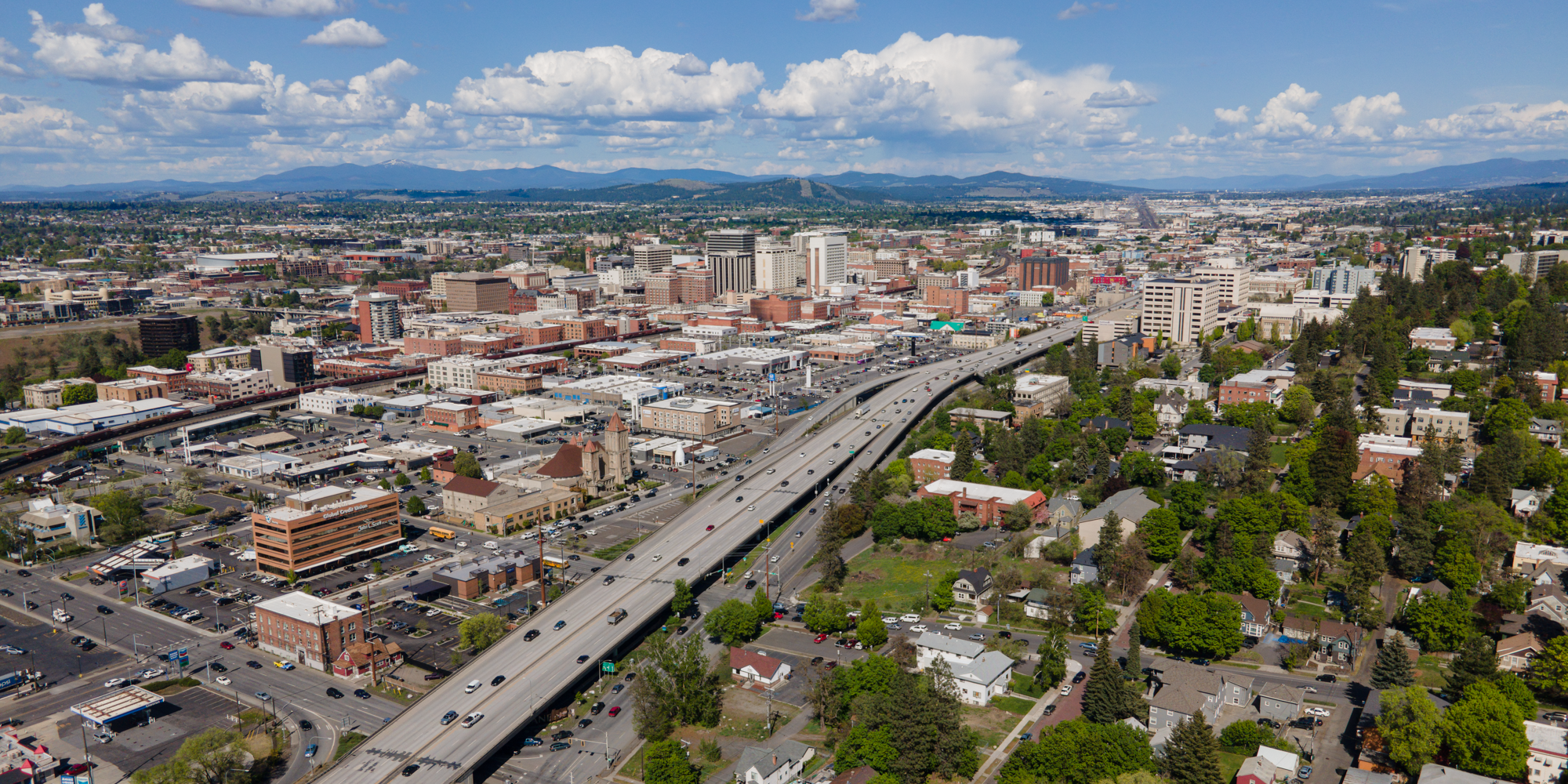 Spokane, Washington drone photo found on Wikimedia Commons.