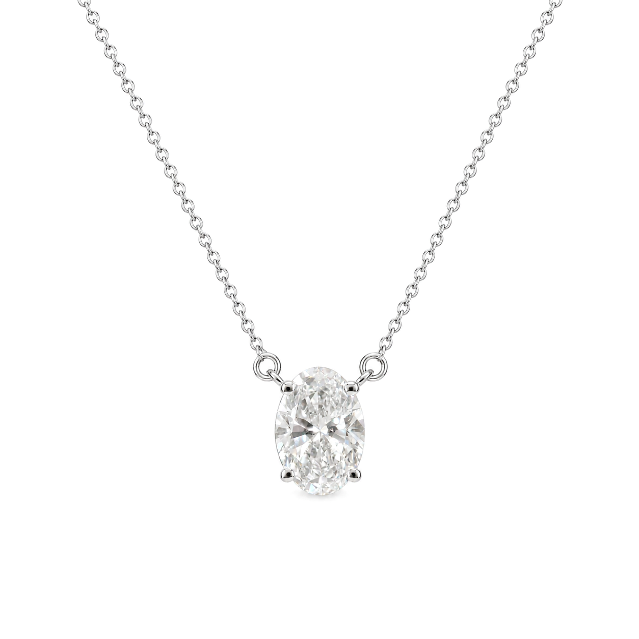 Lab Grown 3.01 ct Oval Necklace