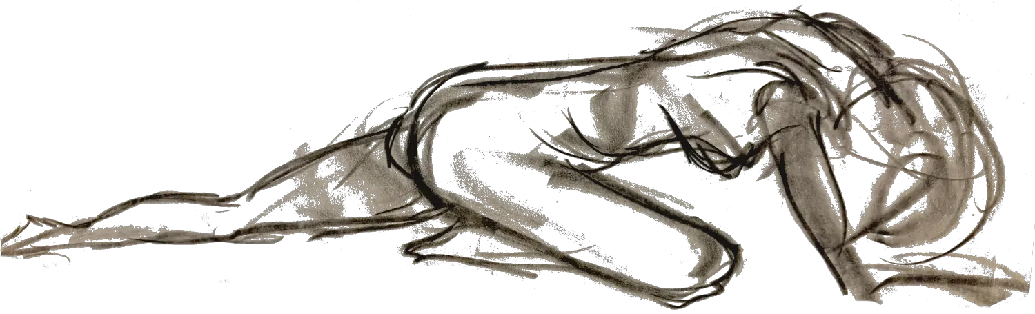 Gestural drawing of a woman lying face down.