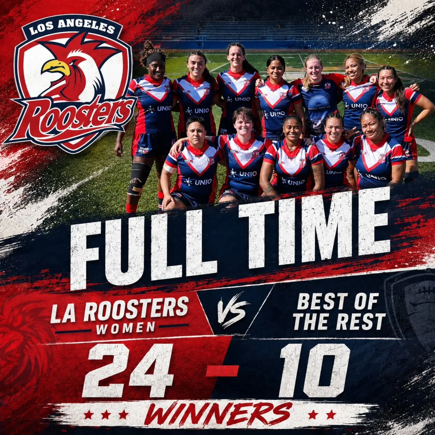 LA Roosters women take the first game of the day! @rugbyleagueusa #rugbyleagueinamerica #rugbyleague #rugby @sydneyroosters @sydneyroostersnrlw @nrlw