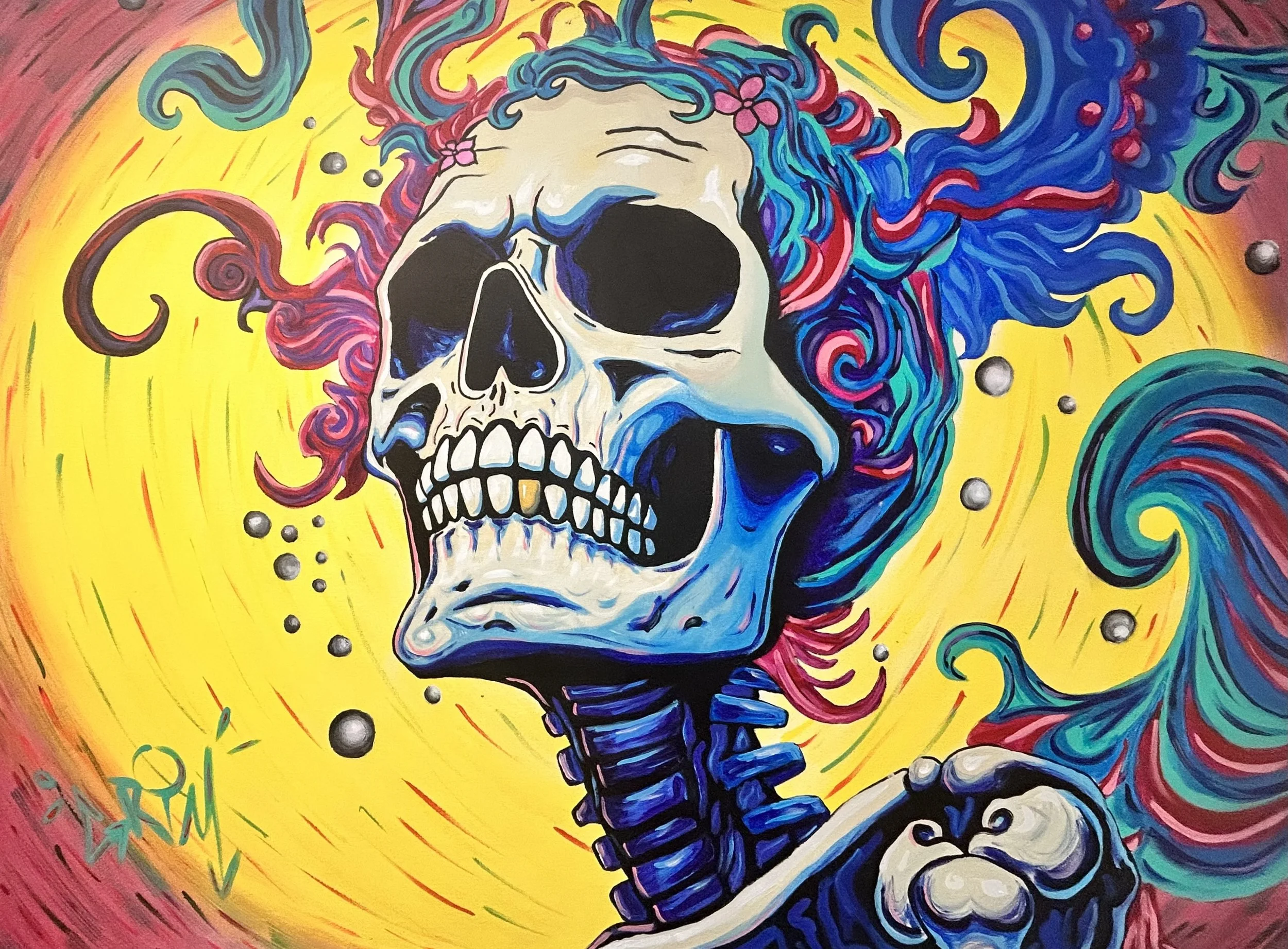 Xochitll Tzompantli $4,500
Acrylic on canvas 48X 36