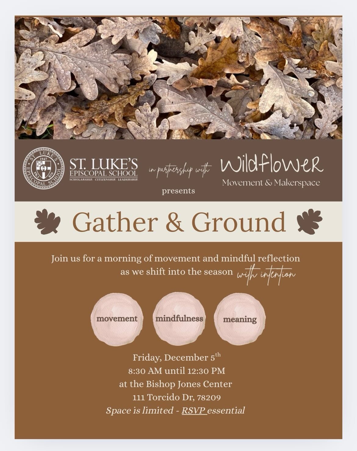 We are so excited to be hosting our second pop-up in partnership with @slessatx! Join us for a beautiful morning amidst the natural beauty of the Bishop Jones Center, where we will be gathering in community to reflect on the upcoming holiday season. 